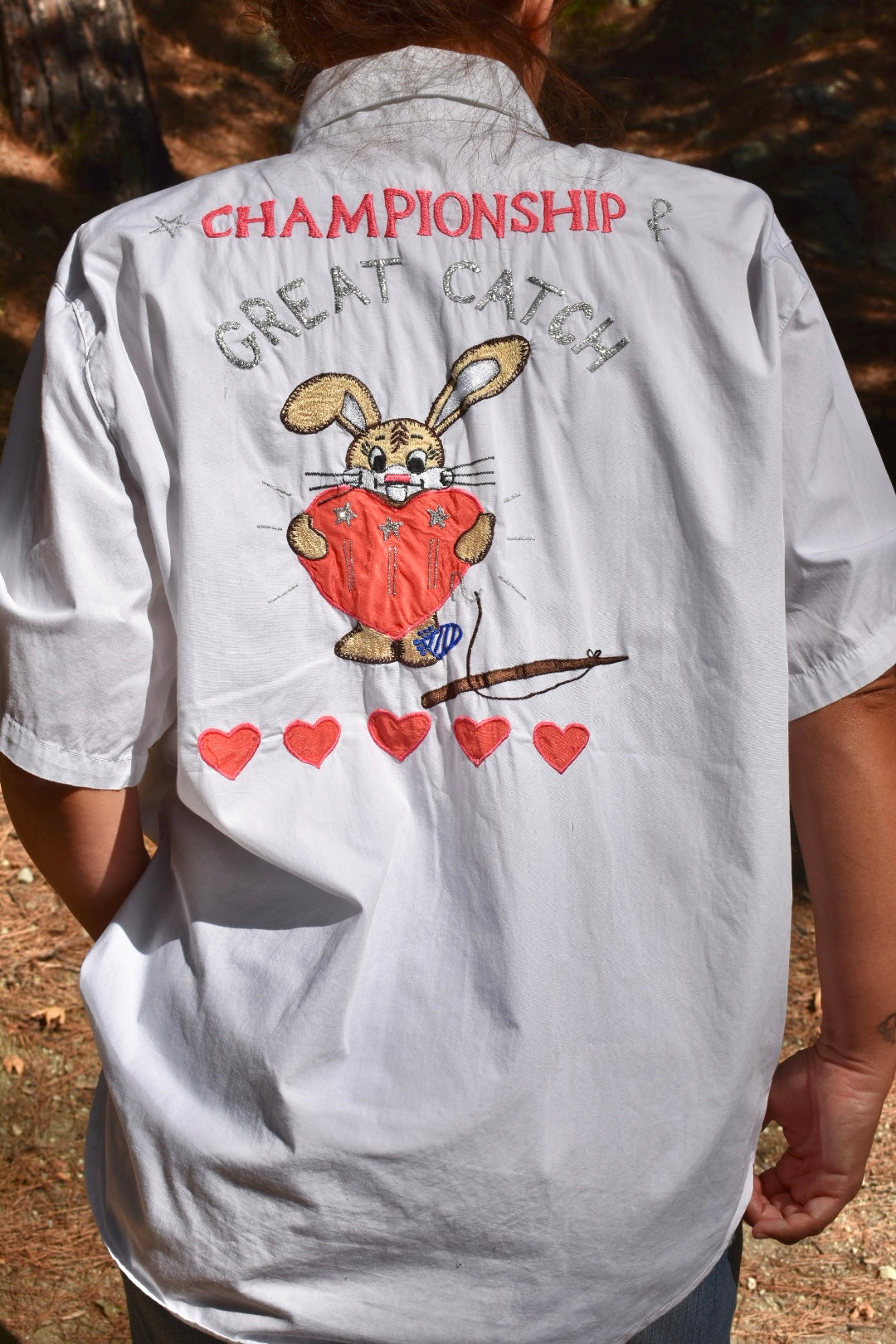 Vintage Embroidered Shirt “Great Catch” – Rare 90s Piece