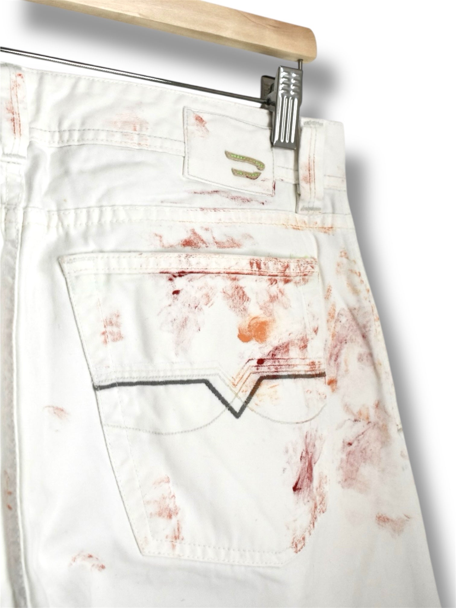 Rare 2007 Diesel “Only the Brave” White Paint-Splatter Jeans