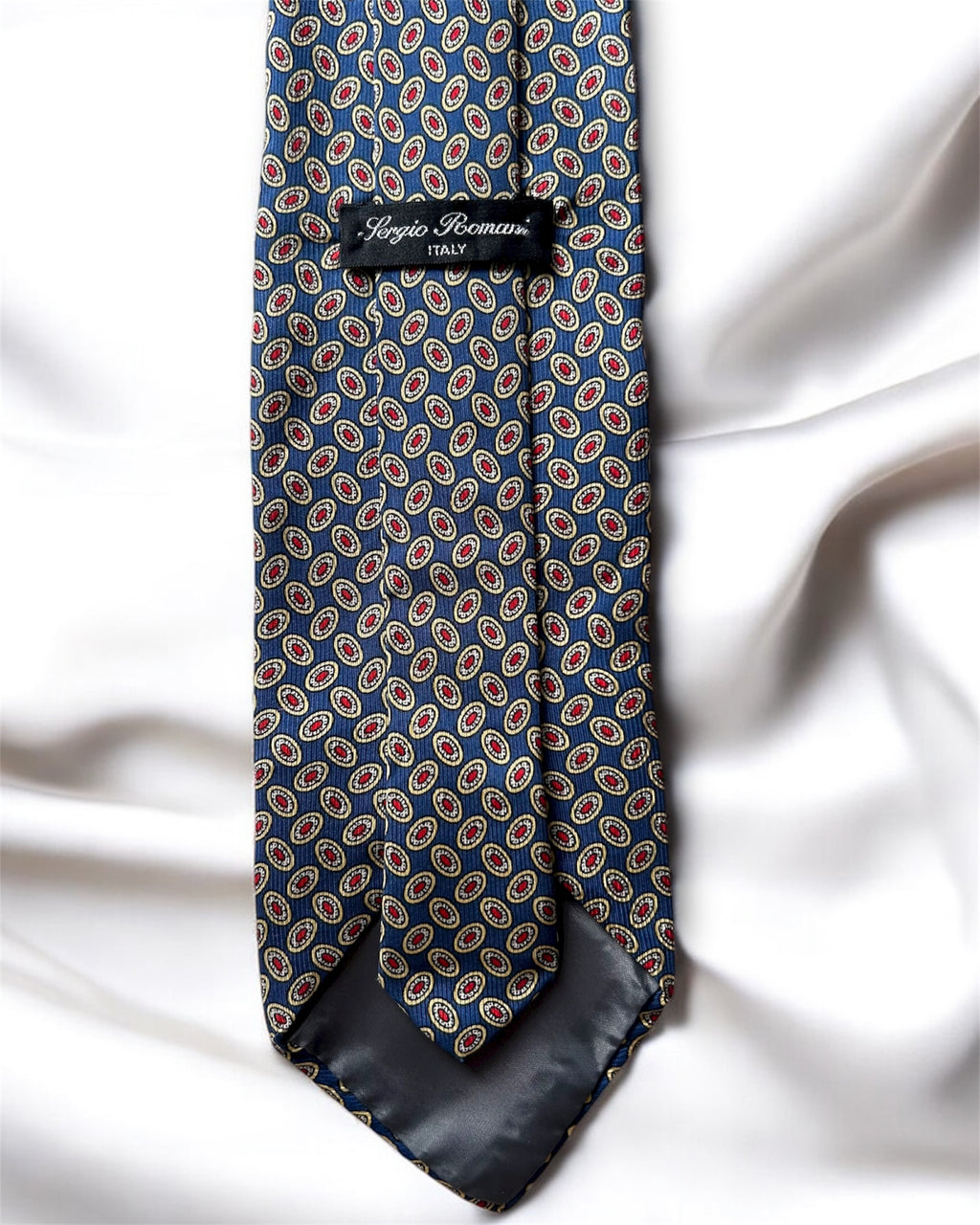 Vintage Sergio Romani Italy Handmade Silk Tie – Dark Blue