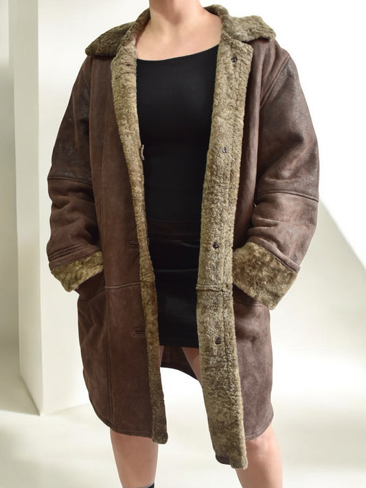 Vintage Shearling Brown Double Face Coat