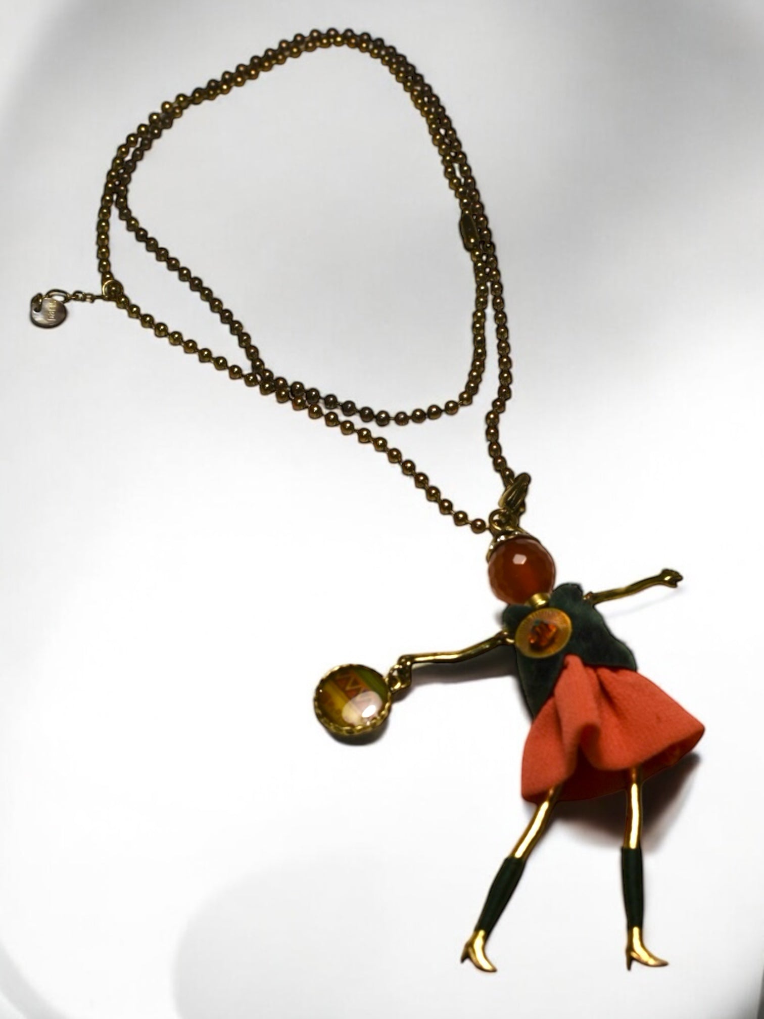 Vintage RS Paris Necklace – Gold Tone – Elegant French Jewelry 1980s/1990s - DOLL Pendant on Chain