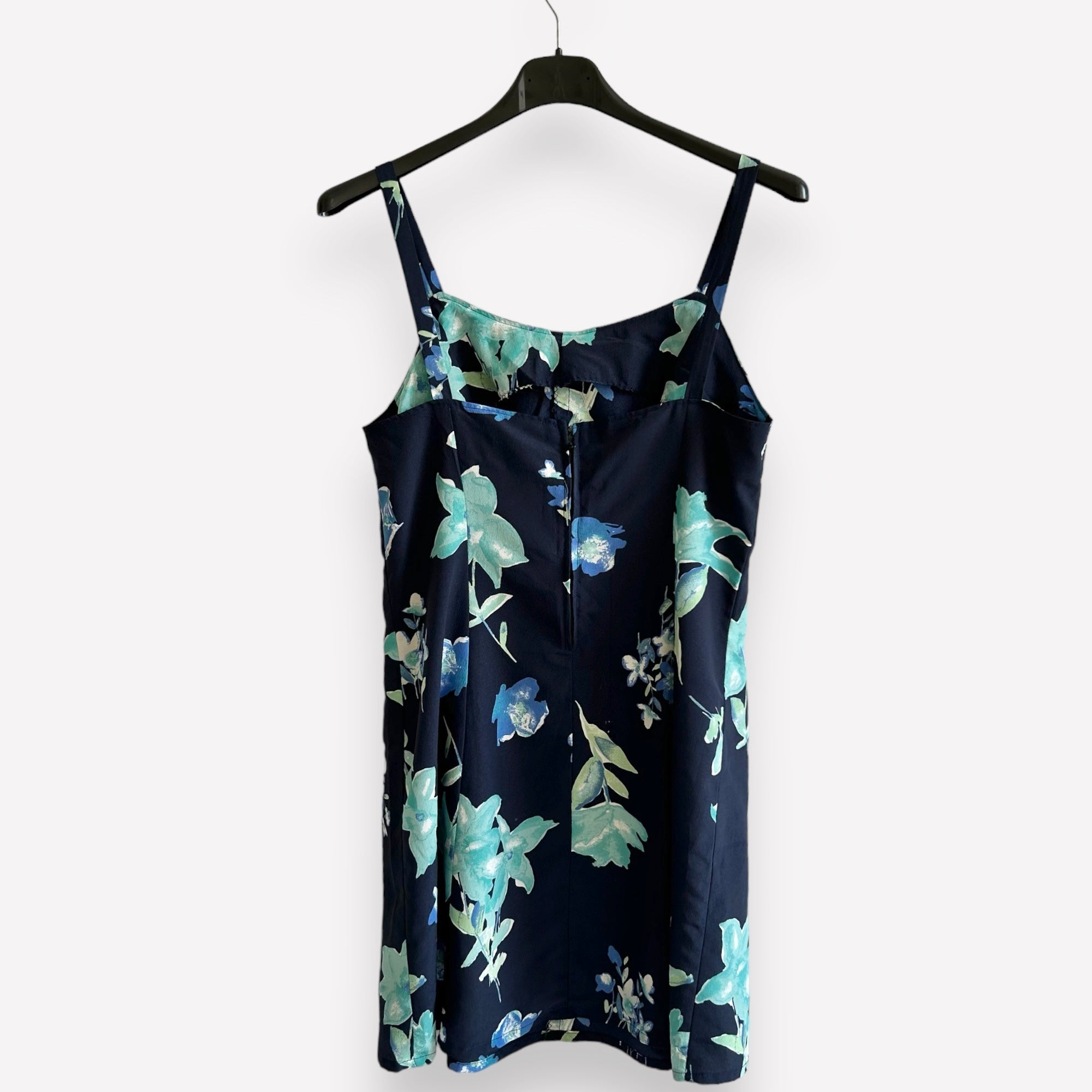 Vintage Handmade Dark Blue Floral Mini Dress