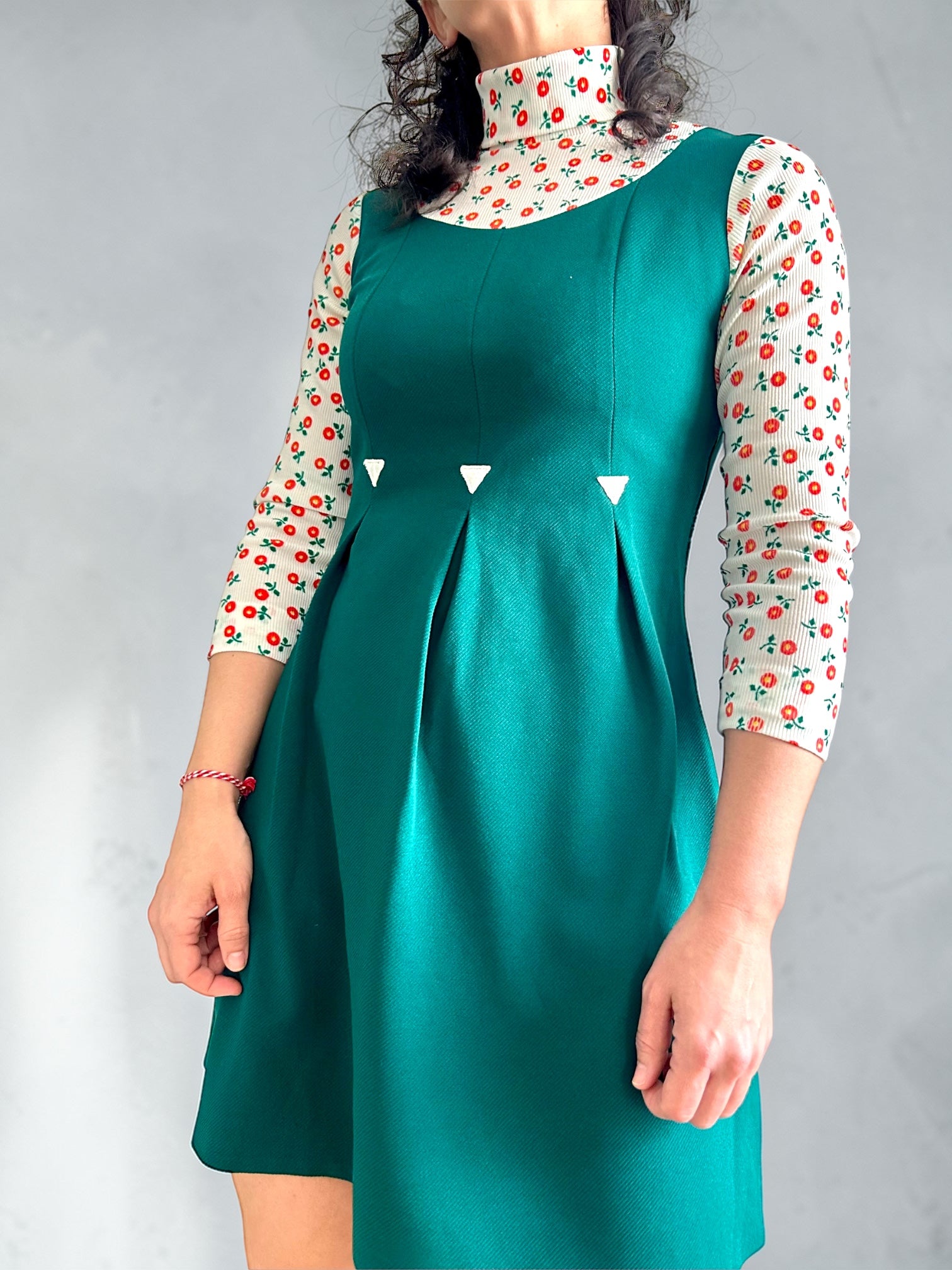 Vintage Handmade Mock-Layer Pinafore Dress