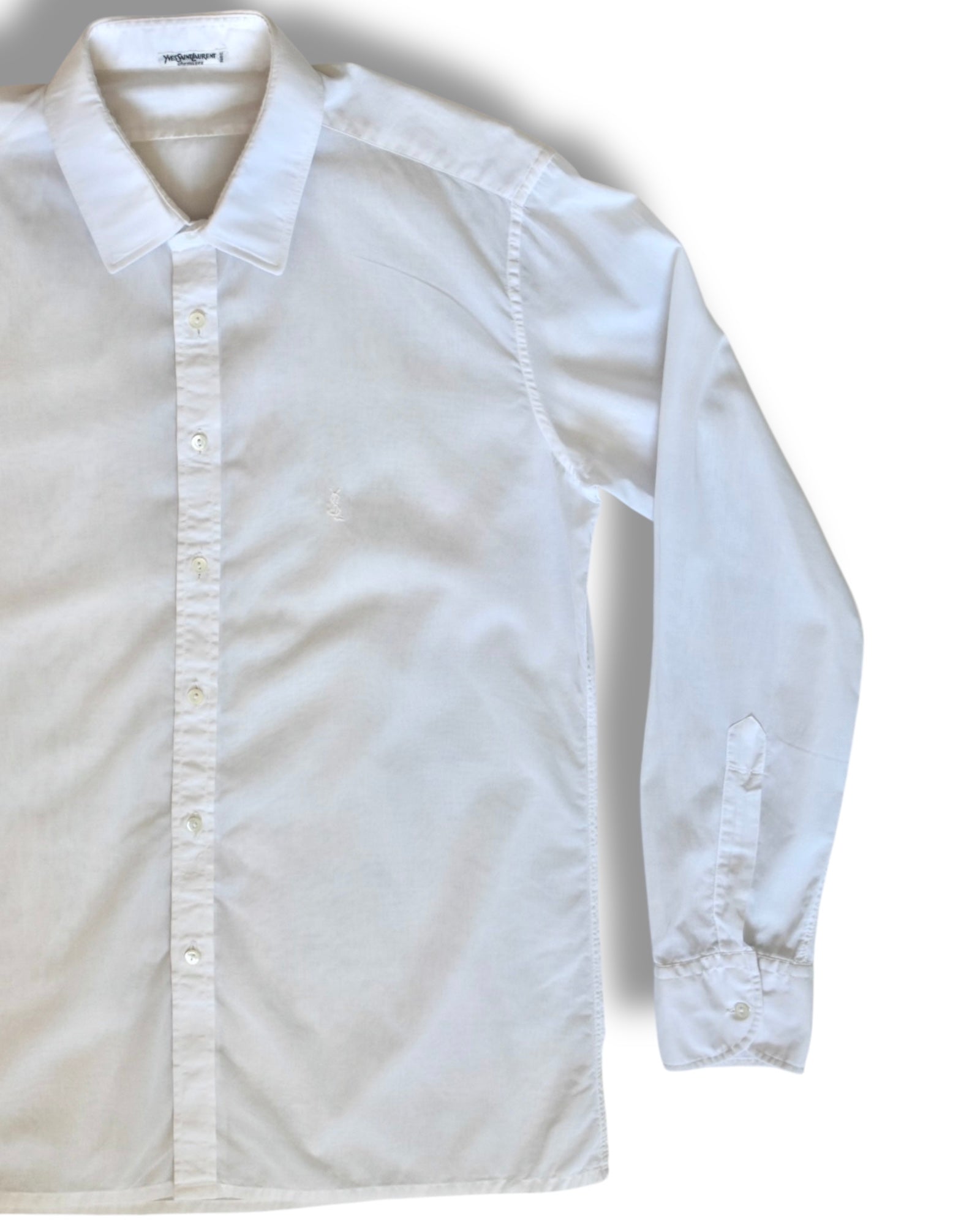 Yves Saint Laurent “Chemises” Vintage White Shirt in Pure Cotton – 80s French Elegance