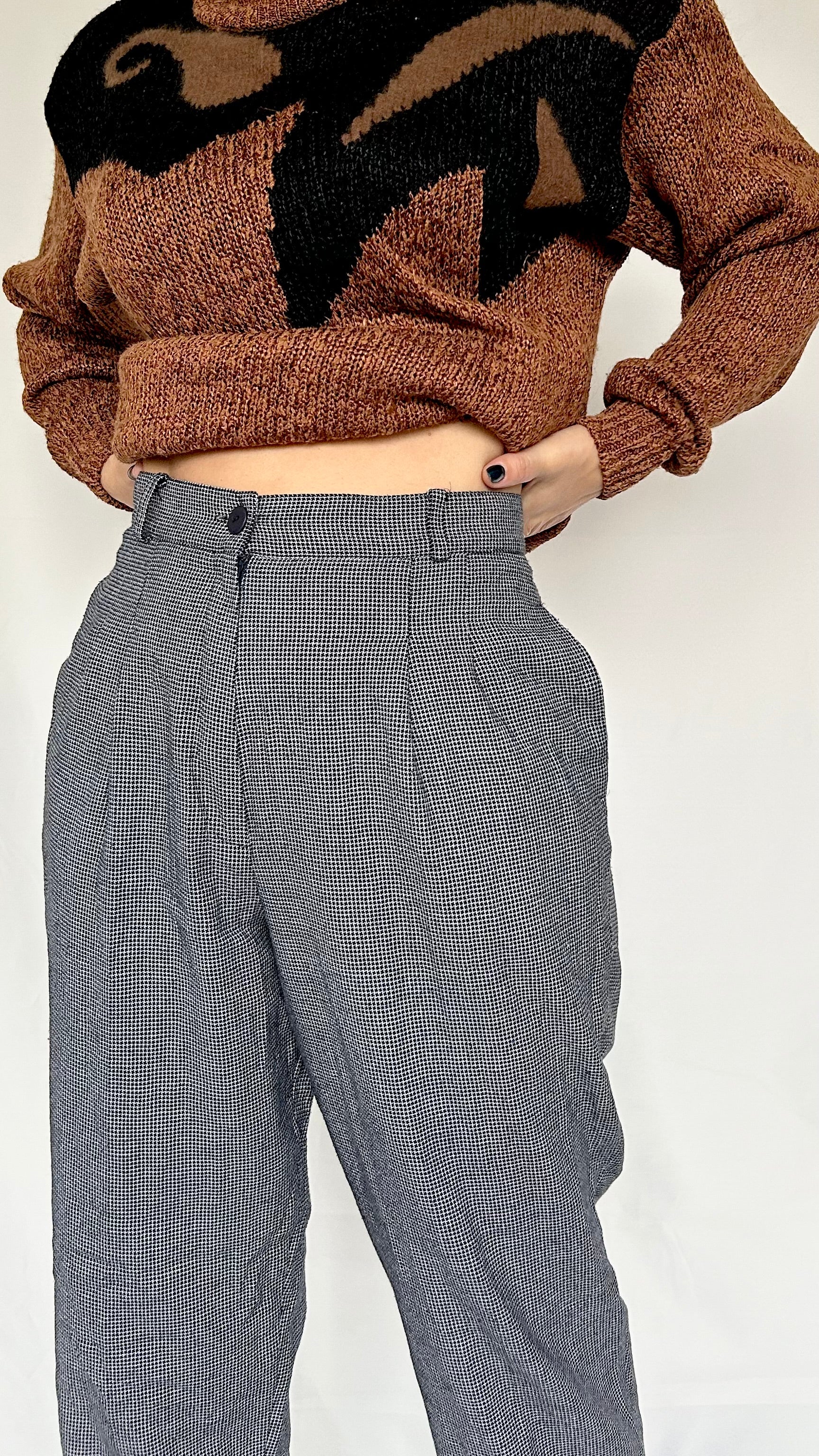 Vintage High Waisted Office Pants B&W