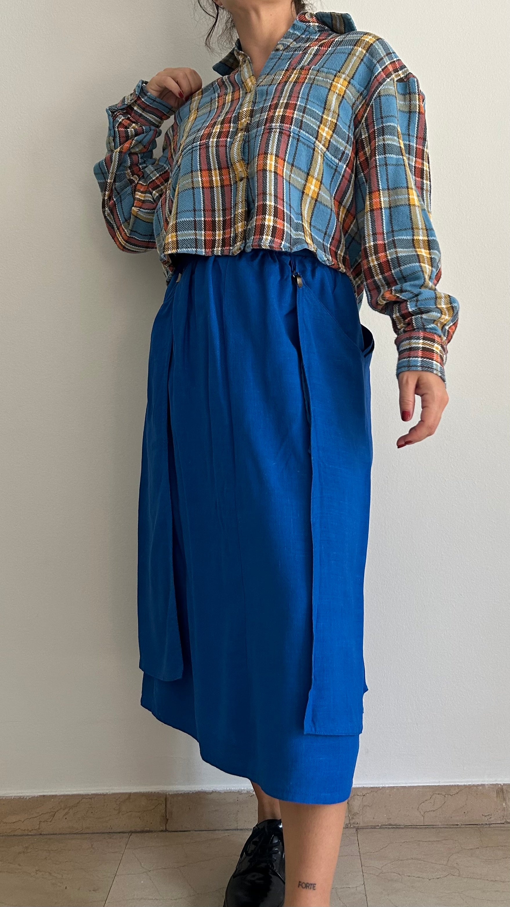 00’s Crop Flannel Shirt | Size L