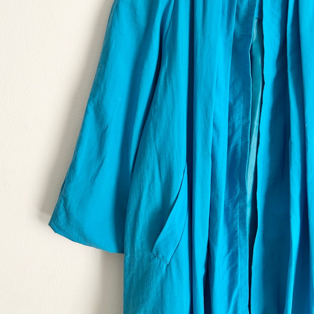 90s Teal Avant-Garde Pleated Duster Coat