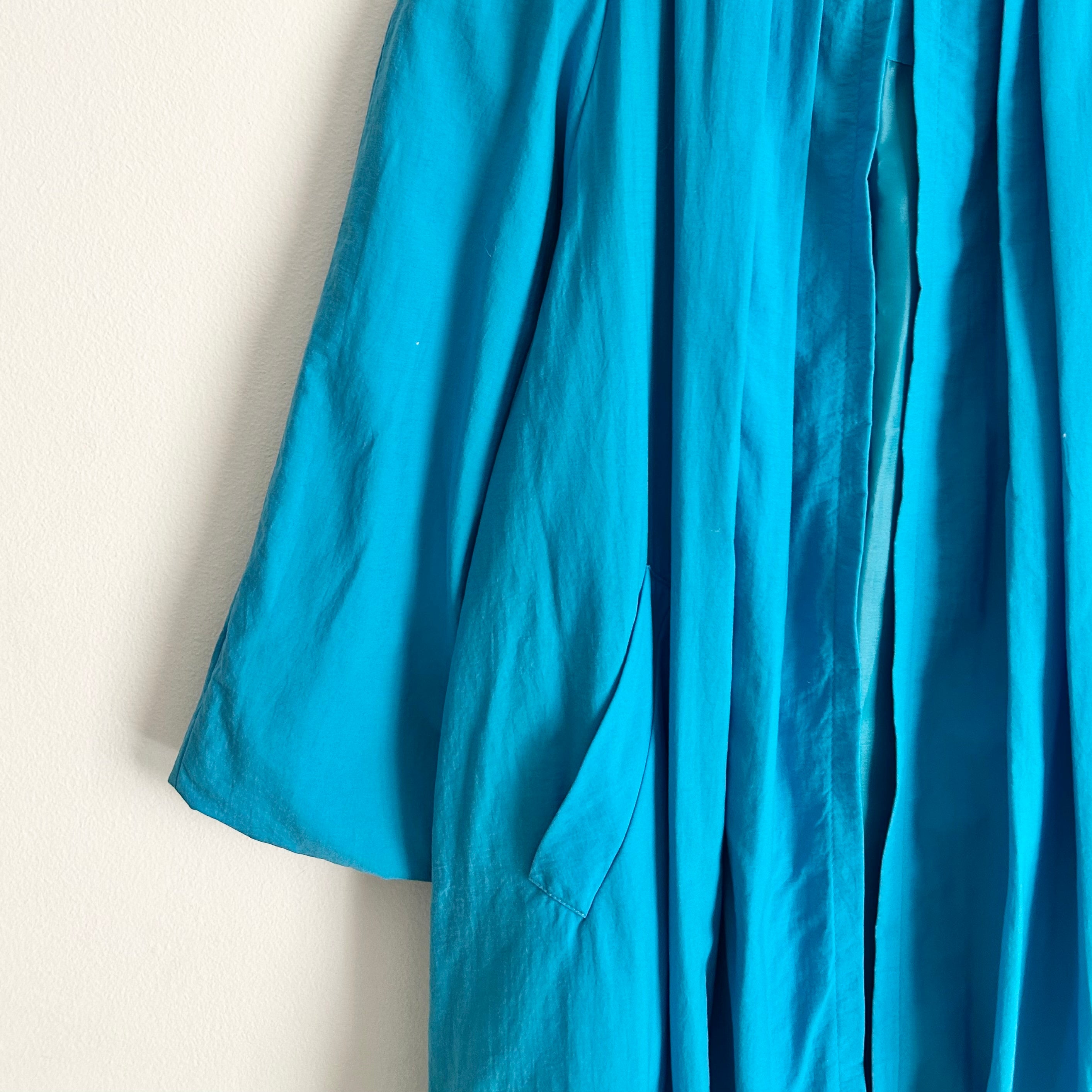 90s Teal Avant-Garde Pleated Duster Coat