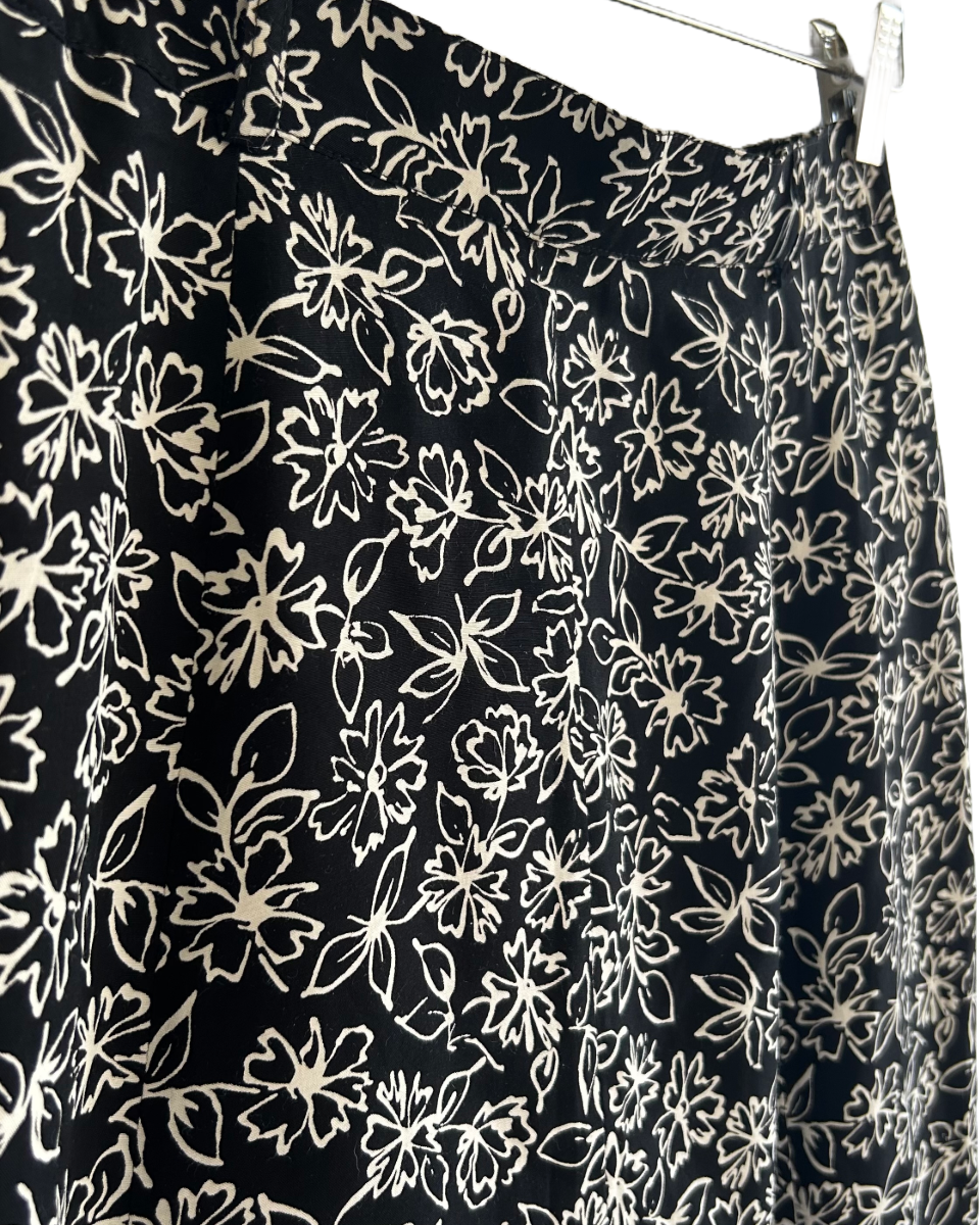 Vintage Long Black Floral Skirt