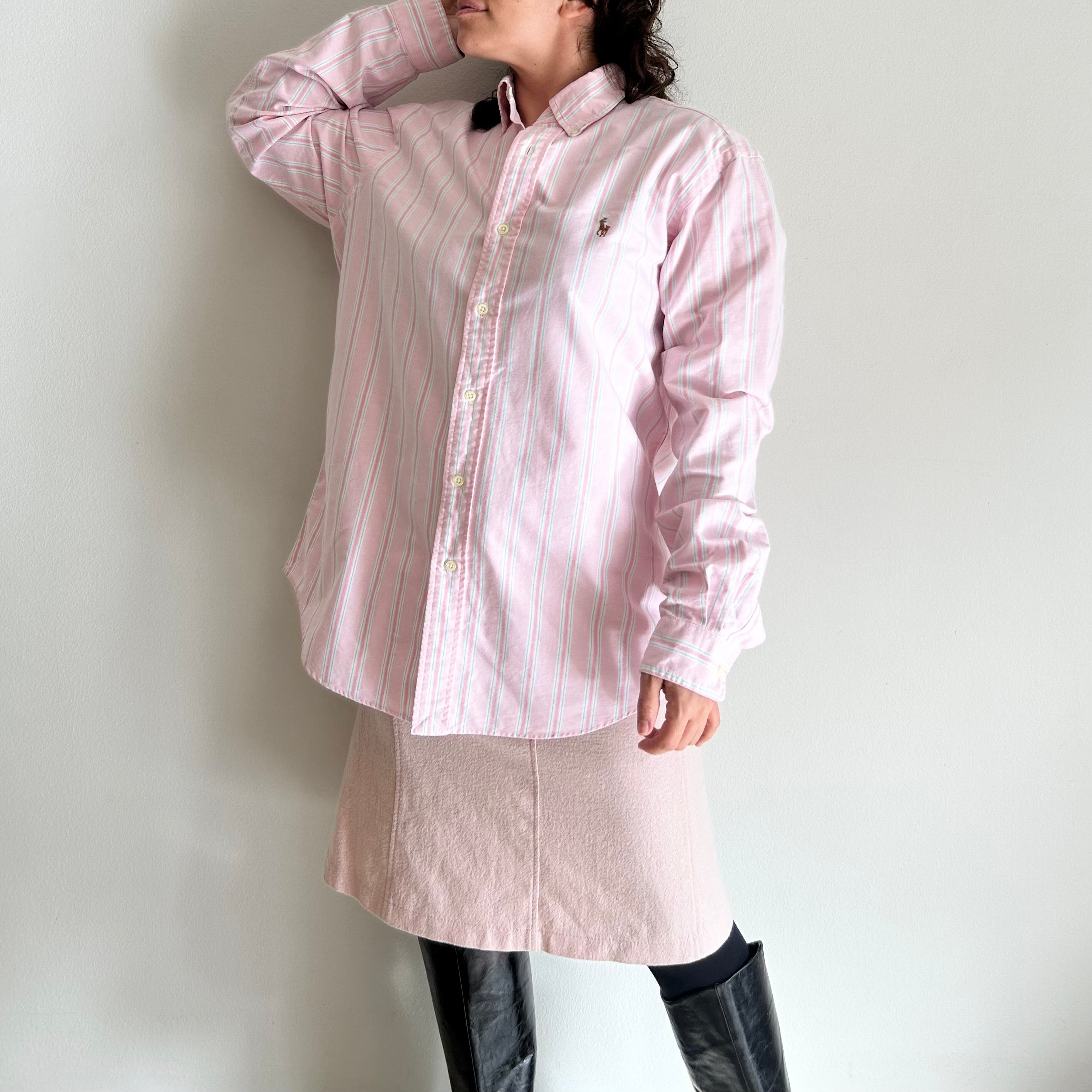 Polo Ralph Lauren "Custom Fit" Oxford – Pink & Mint Candy Stripe