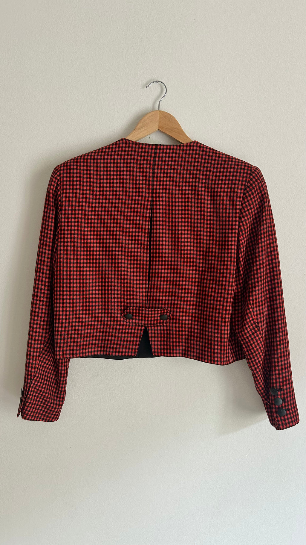 Vintage Red Gingham Cropped Blazer