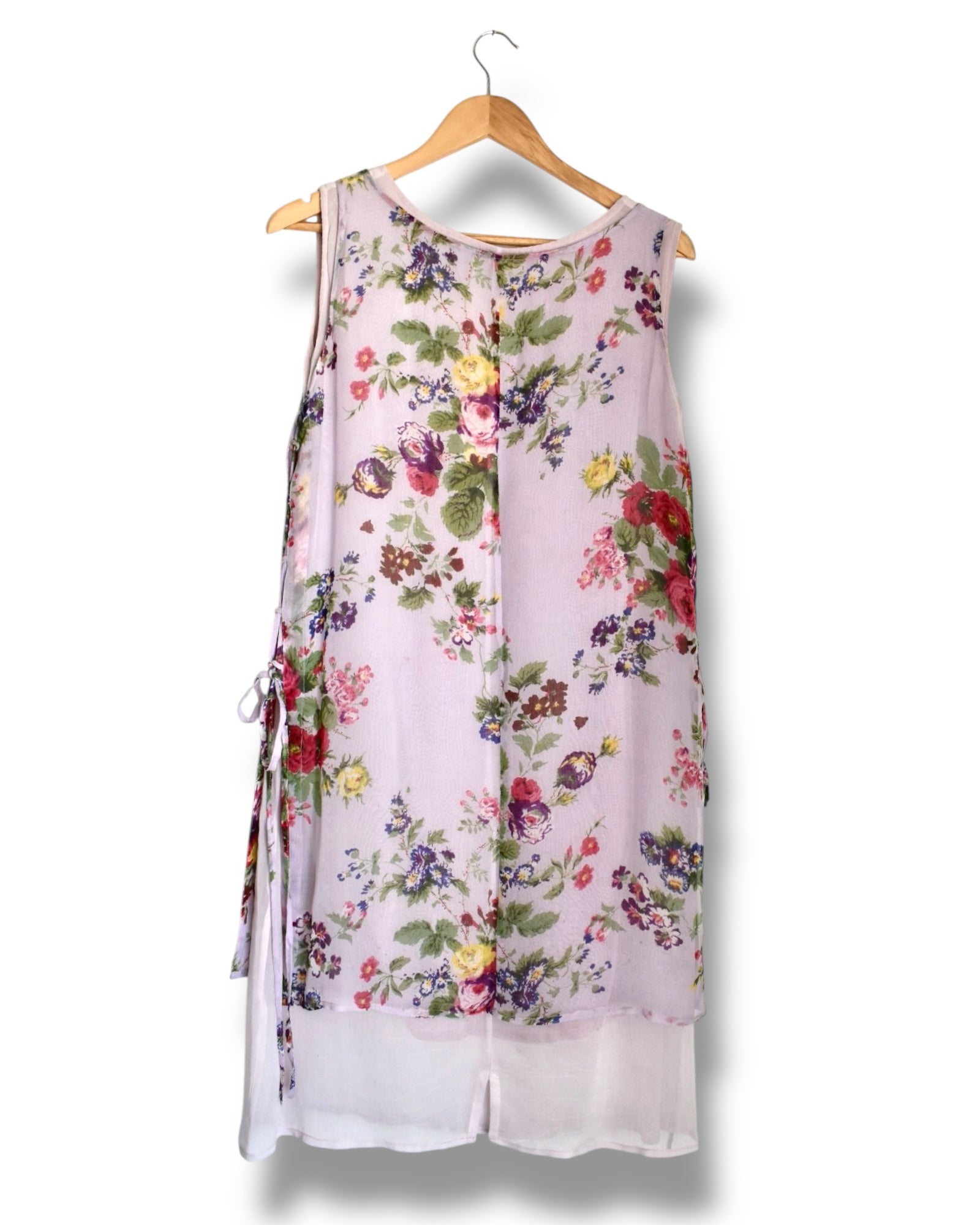 Vintage Lilac Floral Sheer Midi Dress
