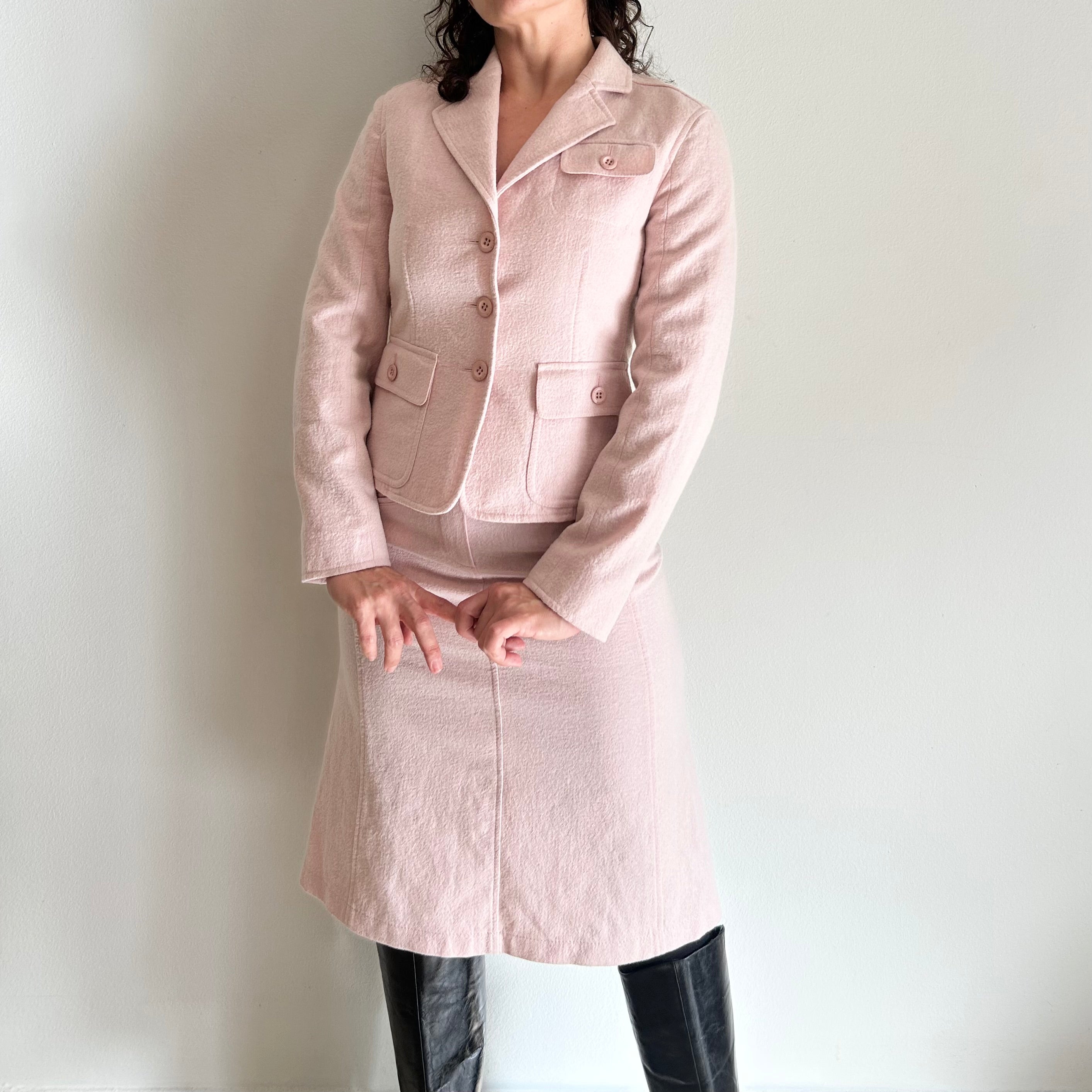 Vintage Set Skirt Suit – Soft Rose Virgin Wool & Cotton Blend