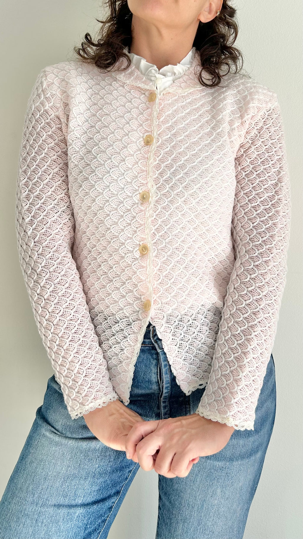 Light Pink Textured Vintage Cardigan