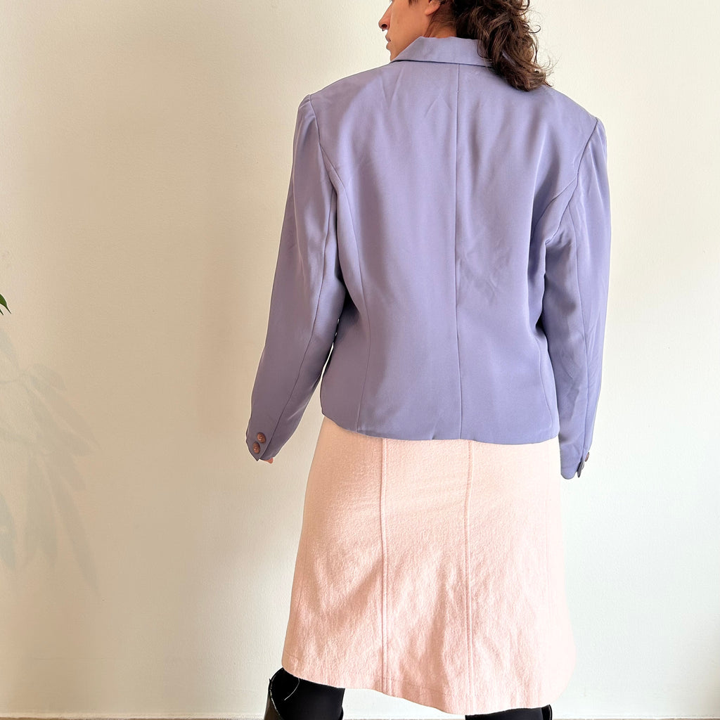 Vintage Cropped Double-Breasted Blazer in Greyish Lilac