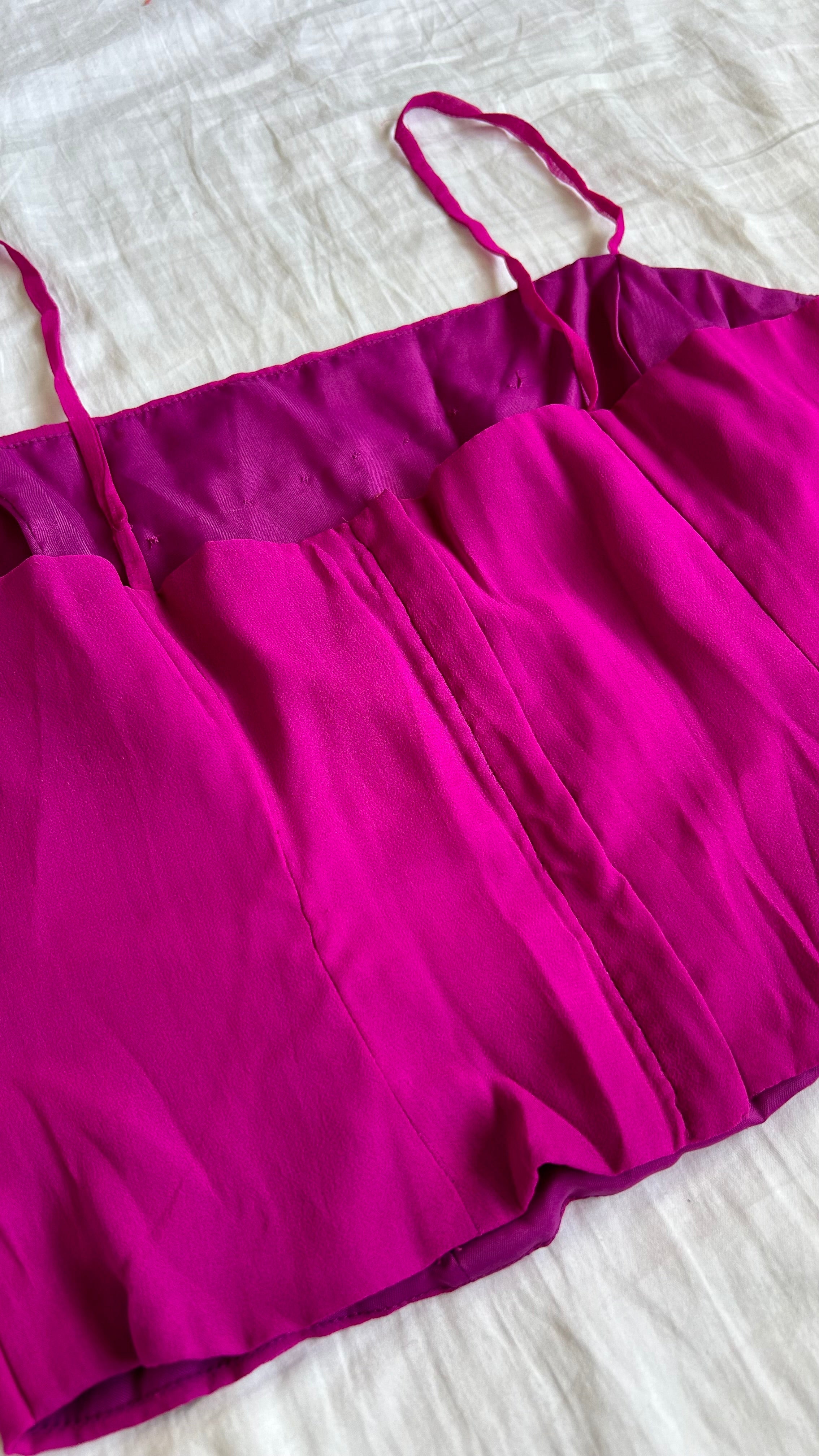 Dead Stock Vintage Corset 100% Silk Fuchsia