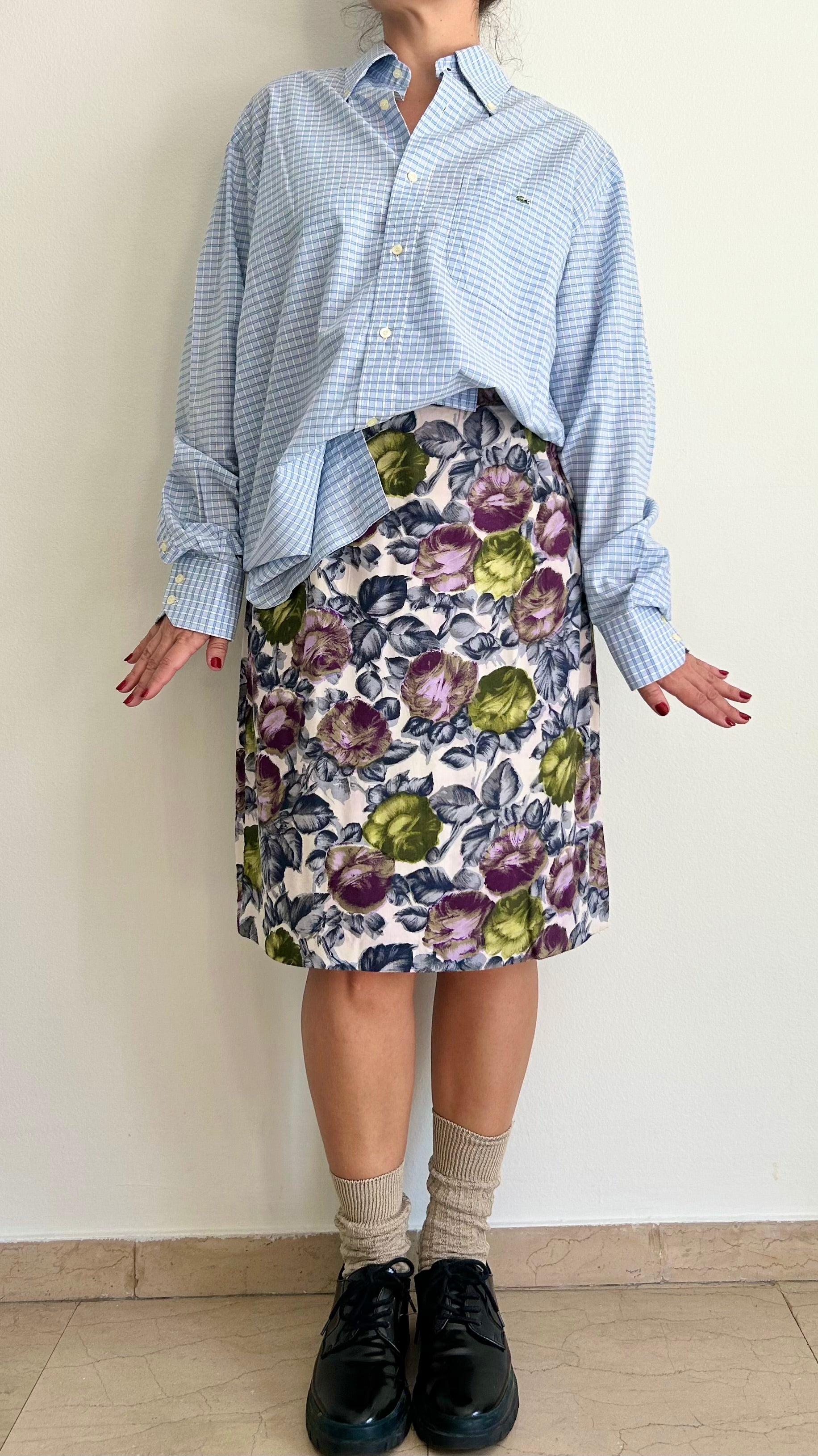 Vintage Floral Cotton Skirt (M–L)
