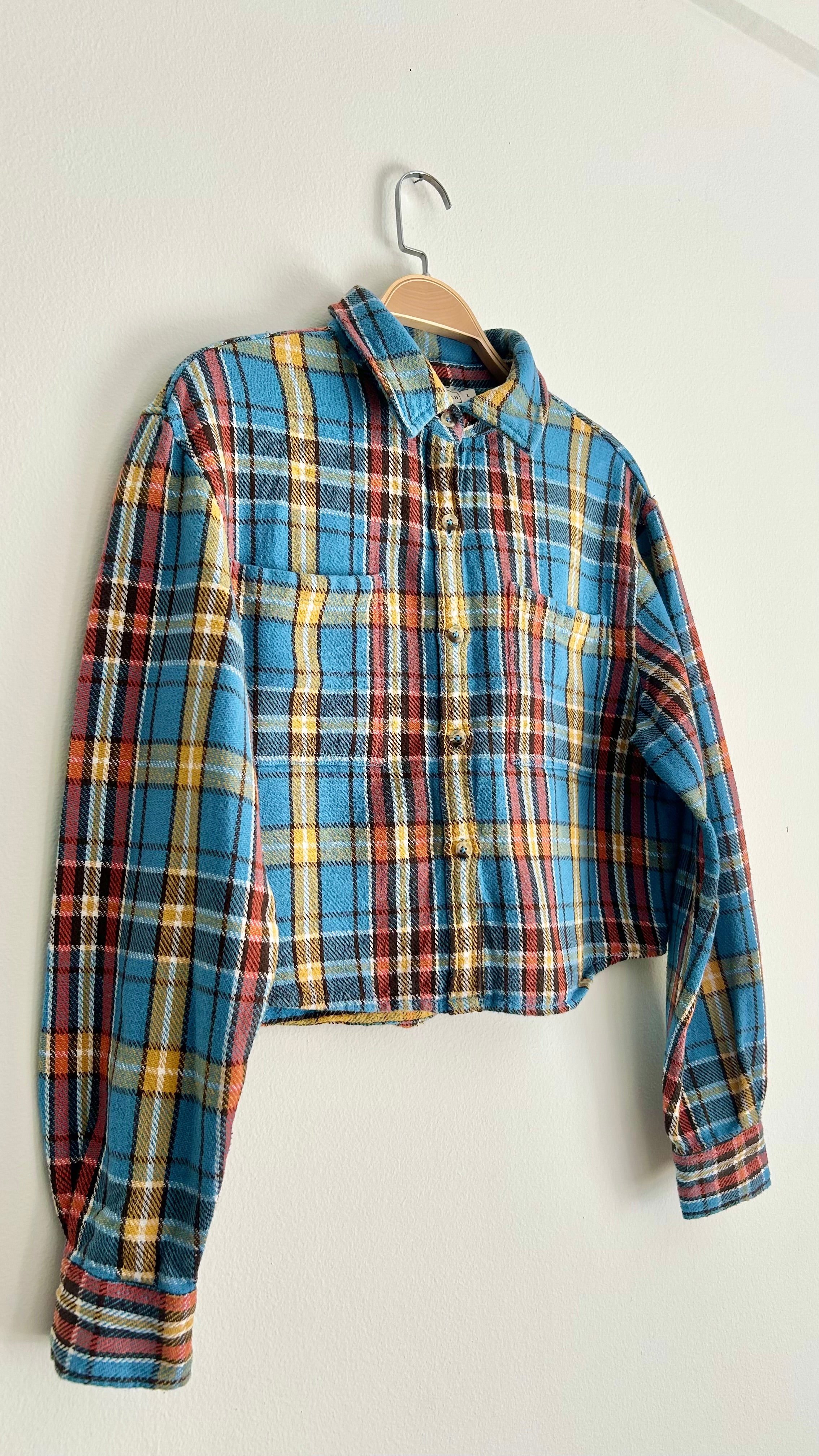 00’s Crop Flannel Shirt | Size L
