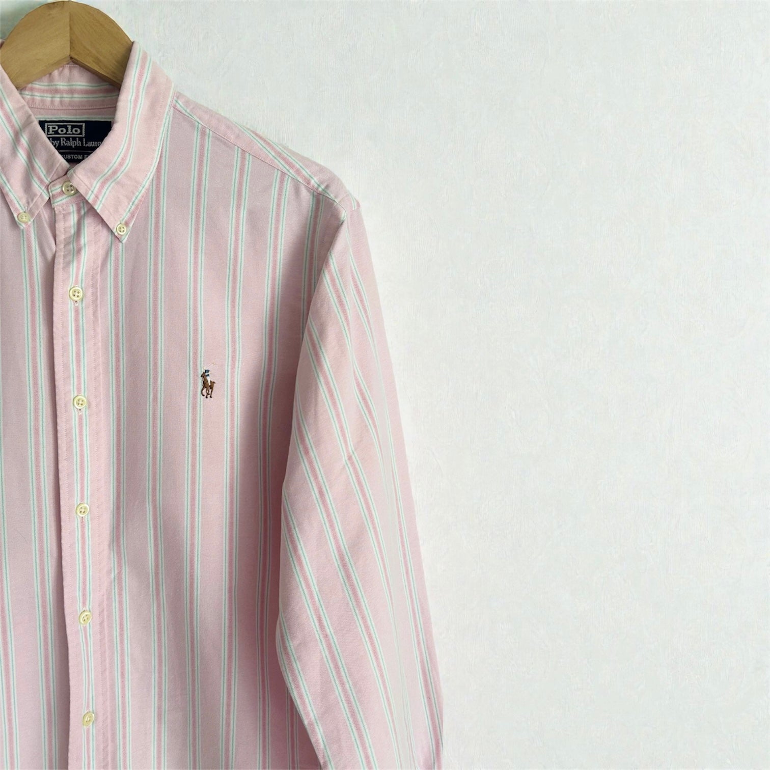 Polo Ralph Lauren "Custom Fit" Oxford – Pink & Mint Candy Stripe