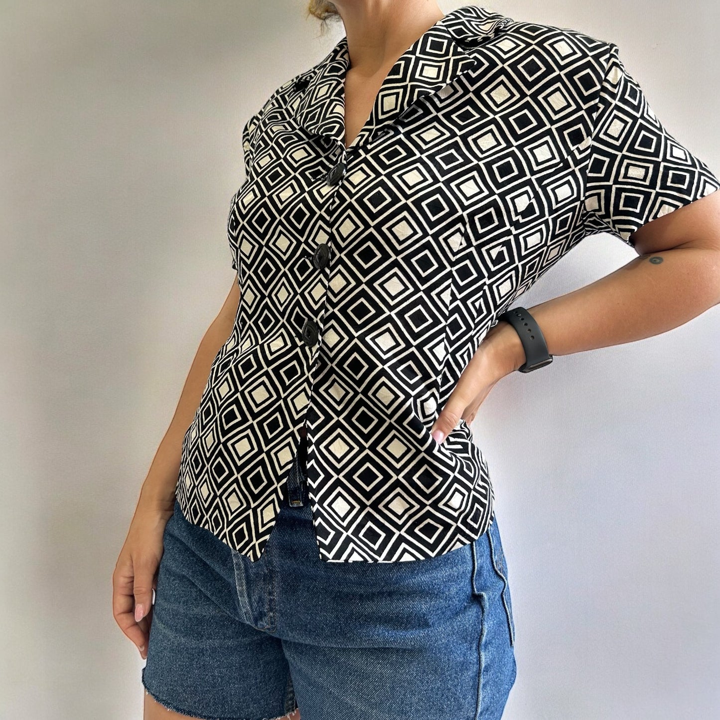 Vintage Black and White Blouse