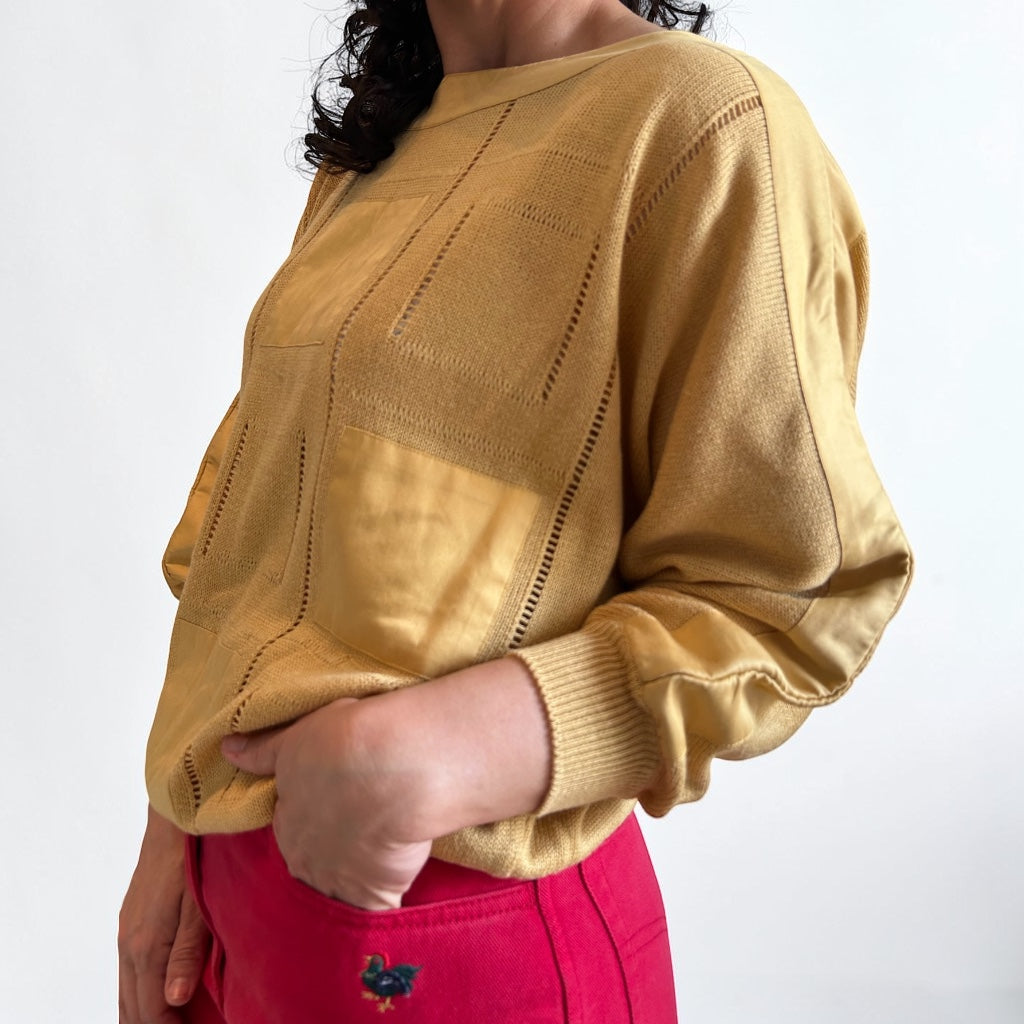 Retro Short Sleeve Knit Top • Soft Mustard