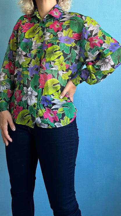 Vintage See Through Floral Blouse