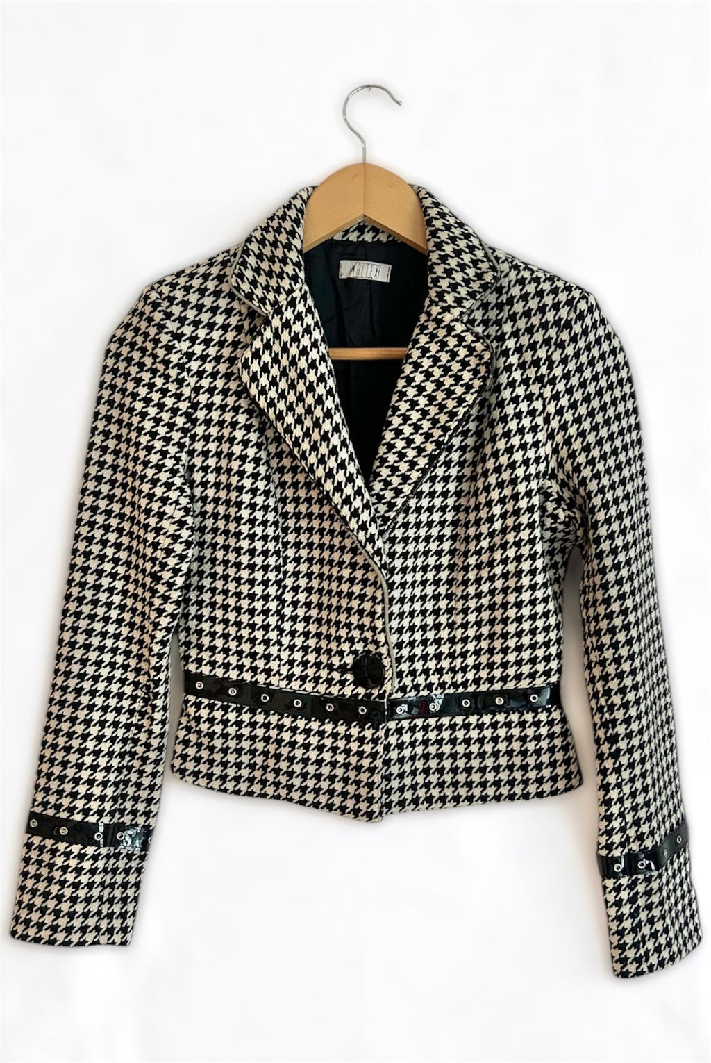 Y2K Houndstooth Blazer – Black & White