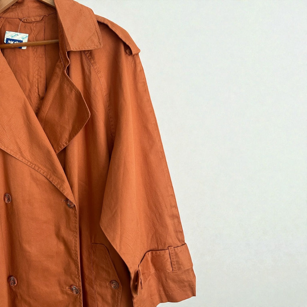 Vintage Oversized Trench Coat - Rust Terracotta