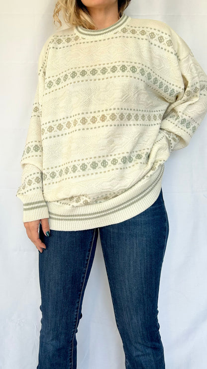 Vintage Cream Patterned Sweater