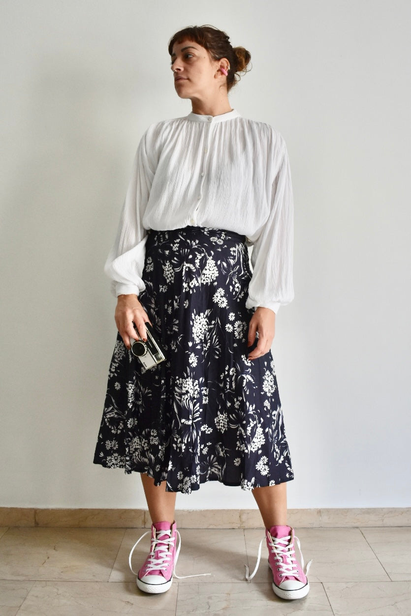 Vintage White Women’s Blouse with Puff Sleeves