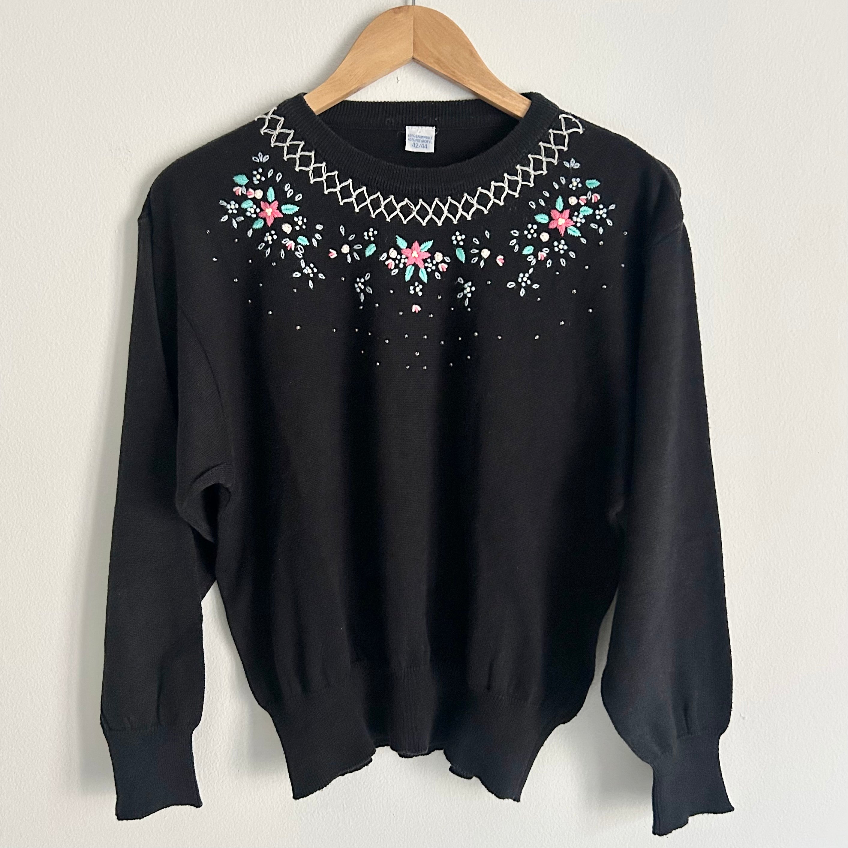 Vintage Floral Embroidered Knit