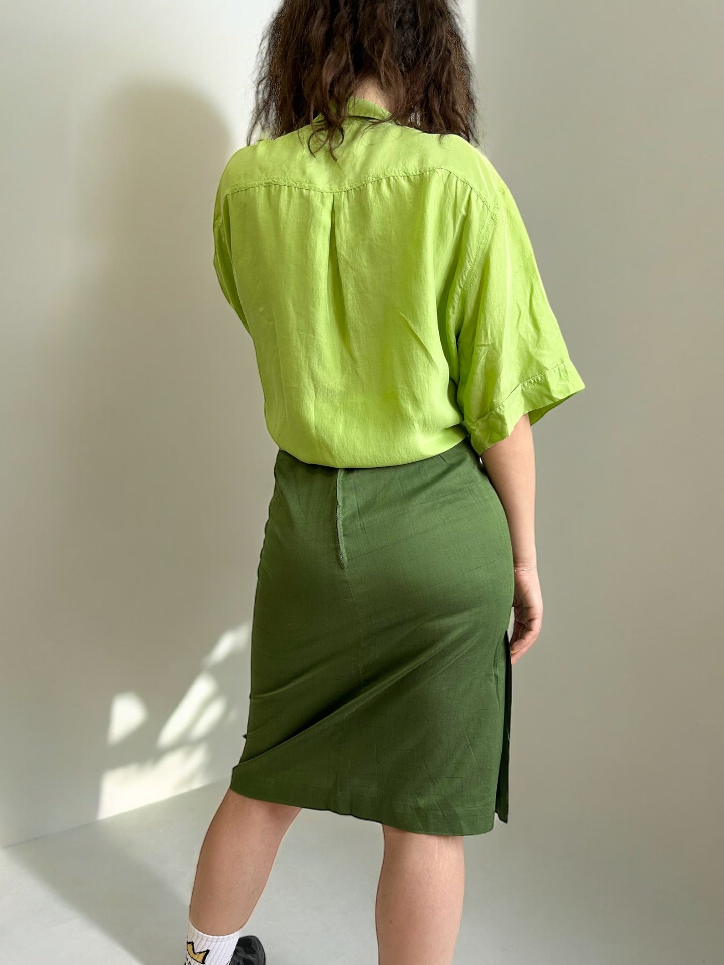 Vintage Midi Military Green Skirt