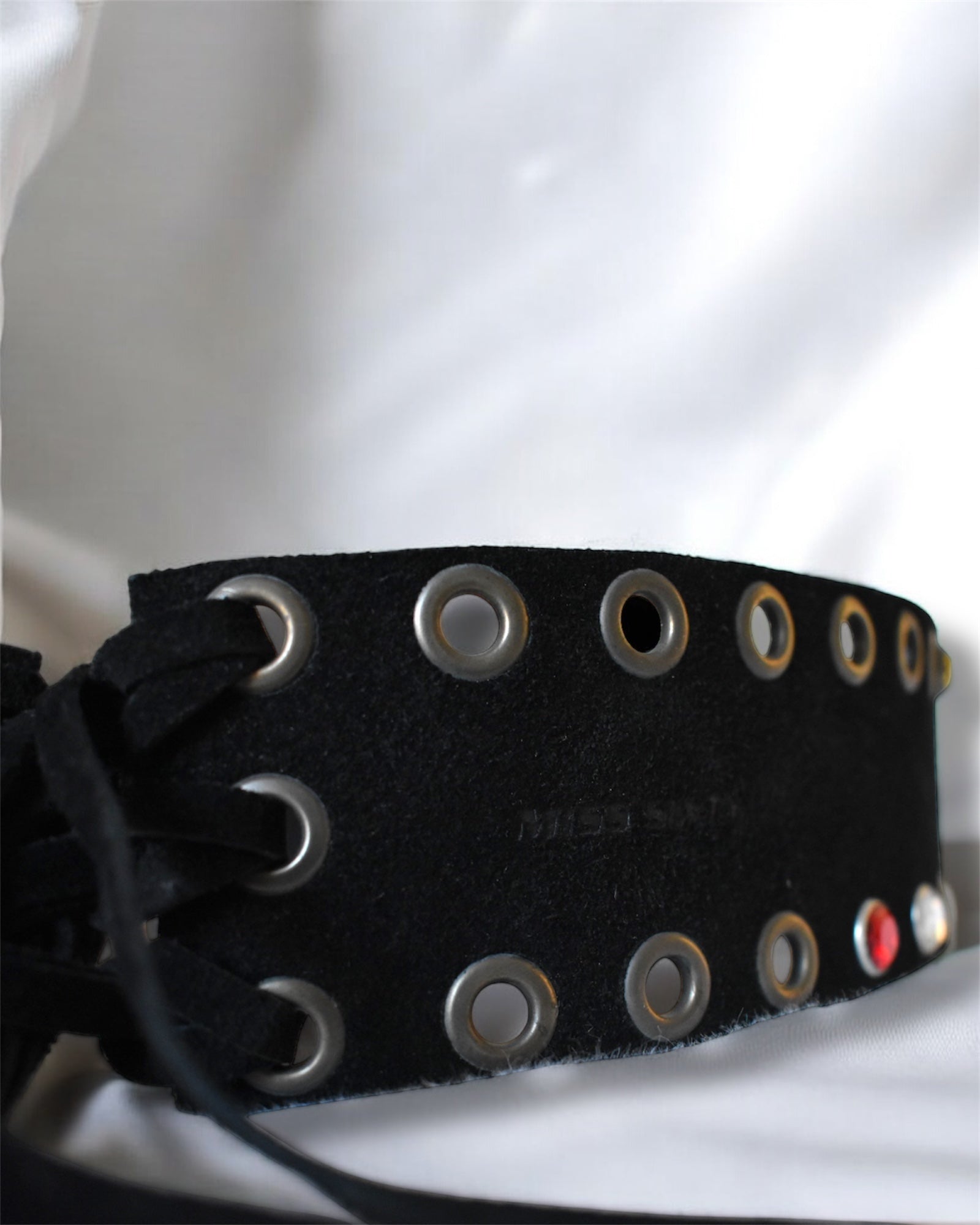 Miss Sixty “Ellie Belt” – Y2K Wide Suede Grommet Lace-Up Belt – Made in Italy – New with Tags
