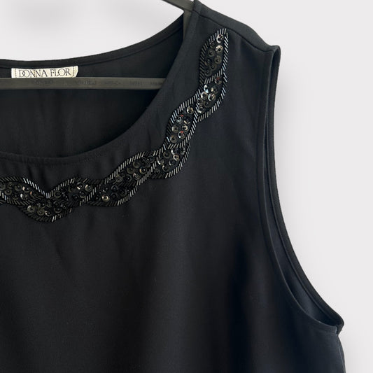 Vintage Sequinned Details Sleeveless Top