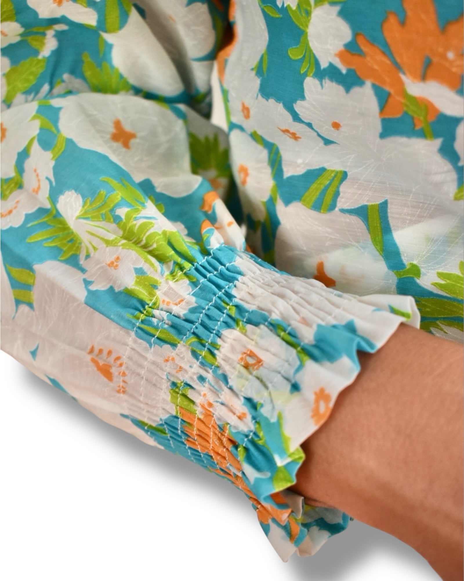 Vintage Handmade Wrap Blouse – Long Sleeve, Floral Print