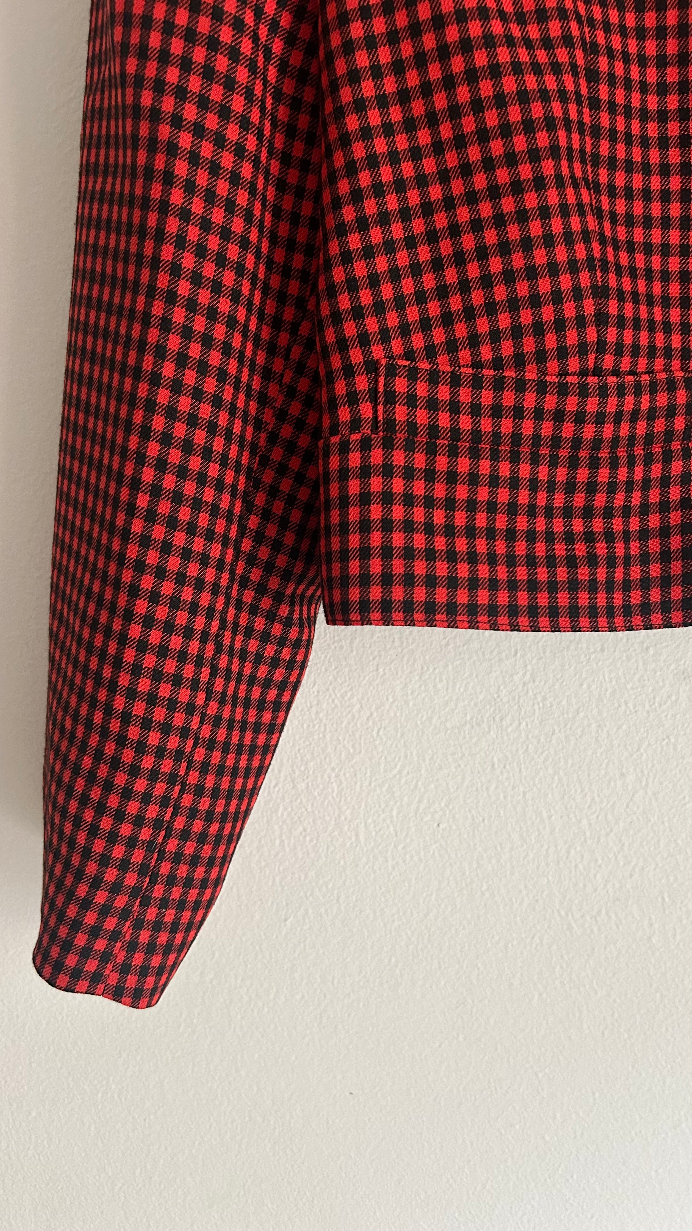 Vintage Red Gingham Cropped Blazer