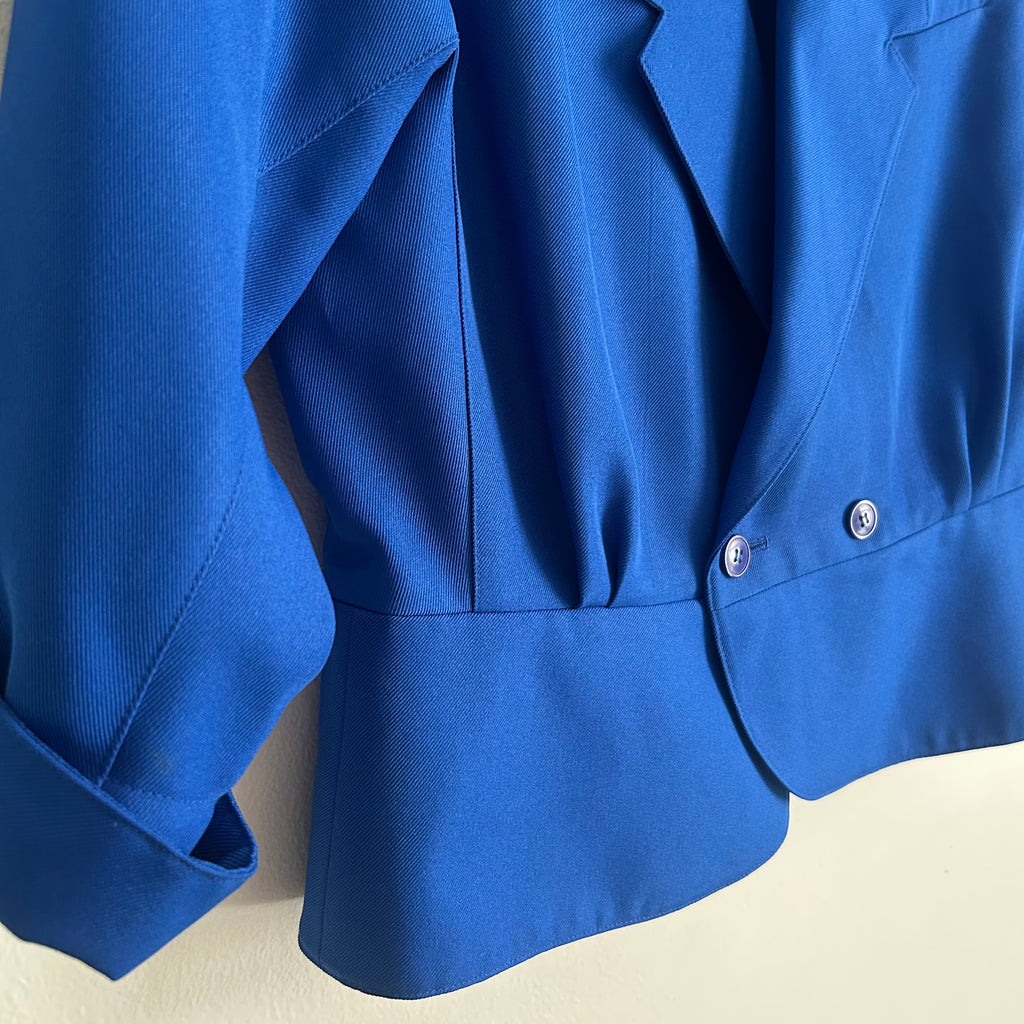 1980s Cobalt Blue Cropped Power Blazer