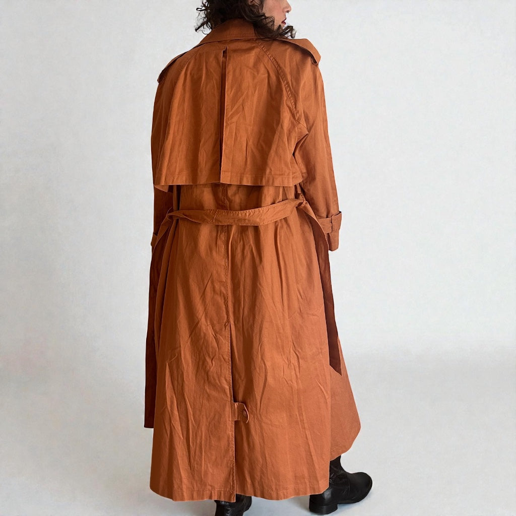 Vintage Oversized Trench Coat - Rust Terracotta