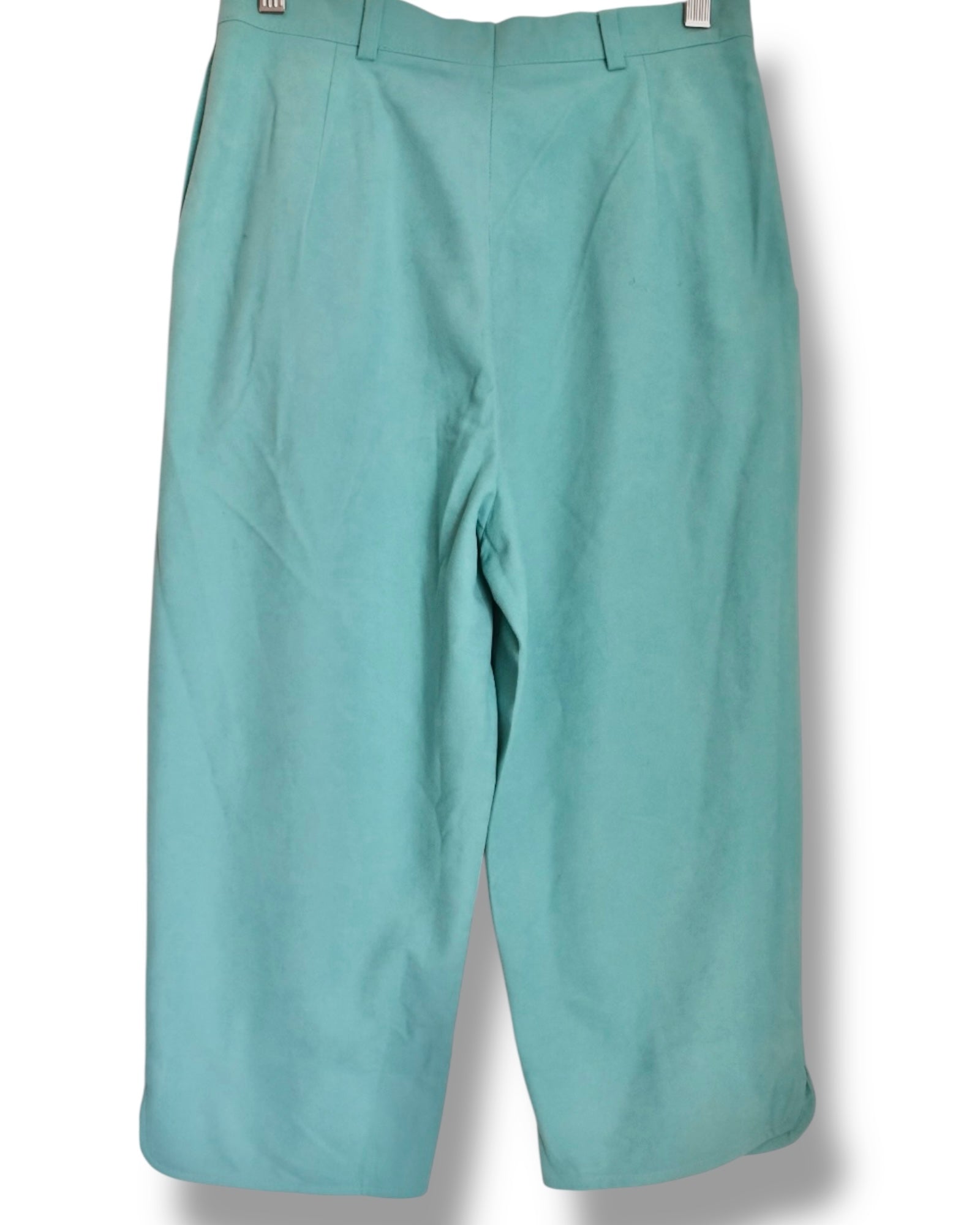 70s Aqua Green High Waisted Capri Pants – Side Button Closure