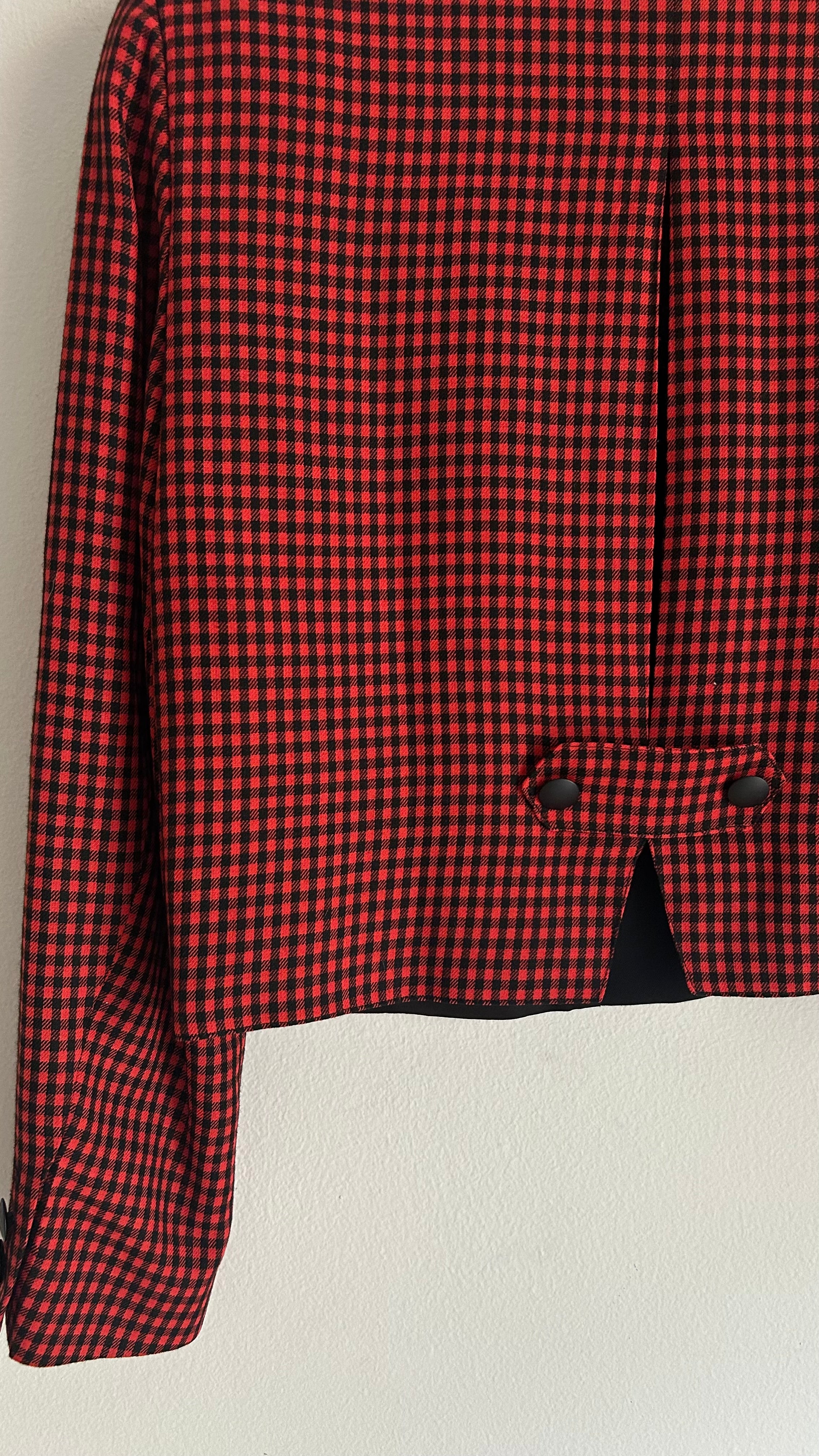 Vintage Red Gingham Cropped Blazer