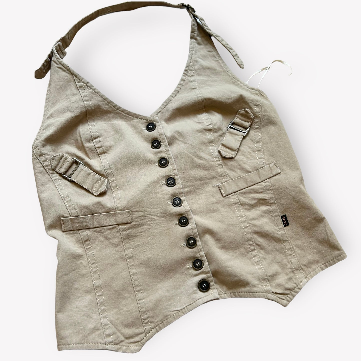 Y2K Beige Halter Neck Vest