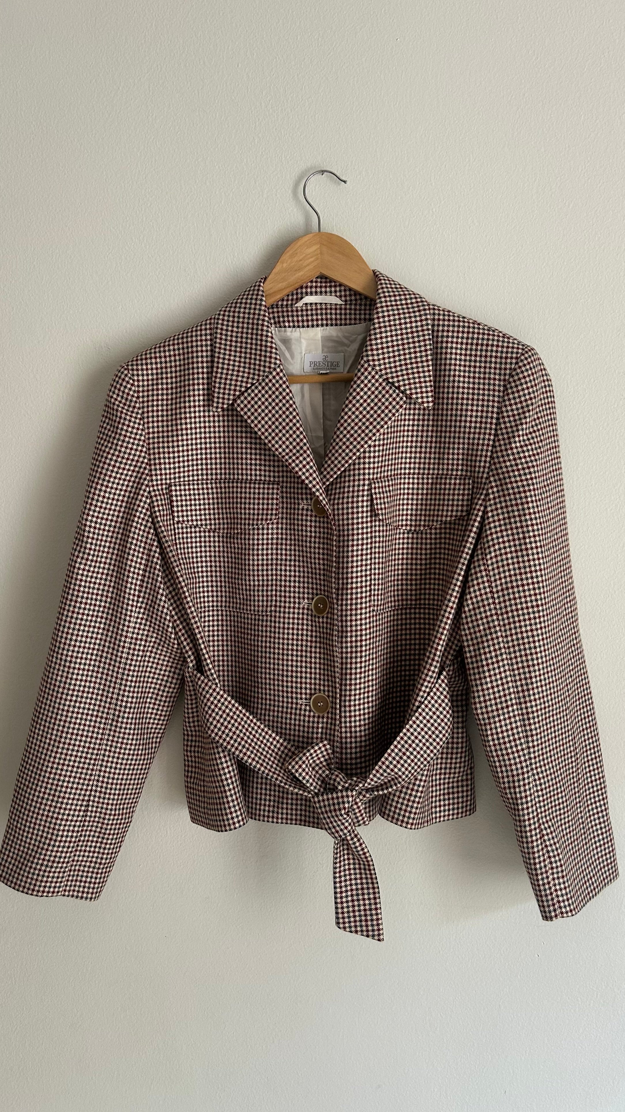 Vintage Check Belted Virgin Wool Blazer