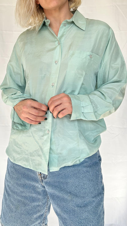 Vintage 100% Silk Long Sleeve Shirt