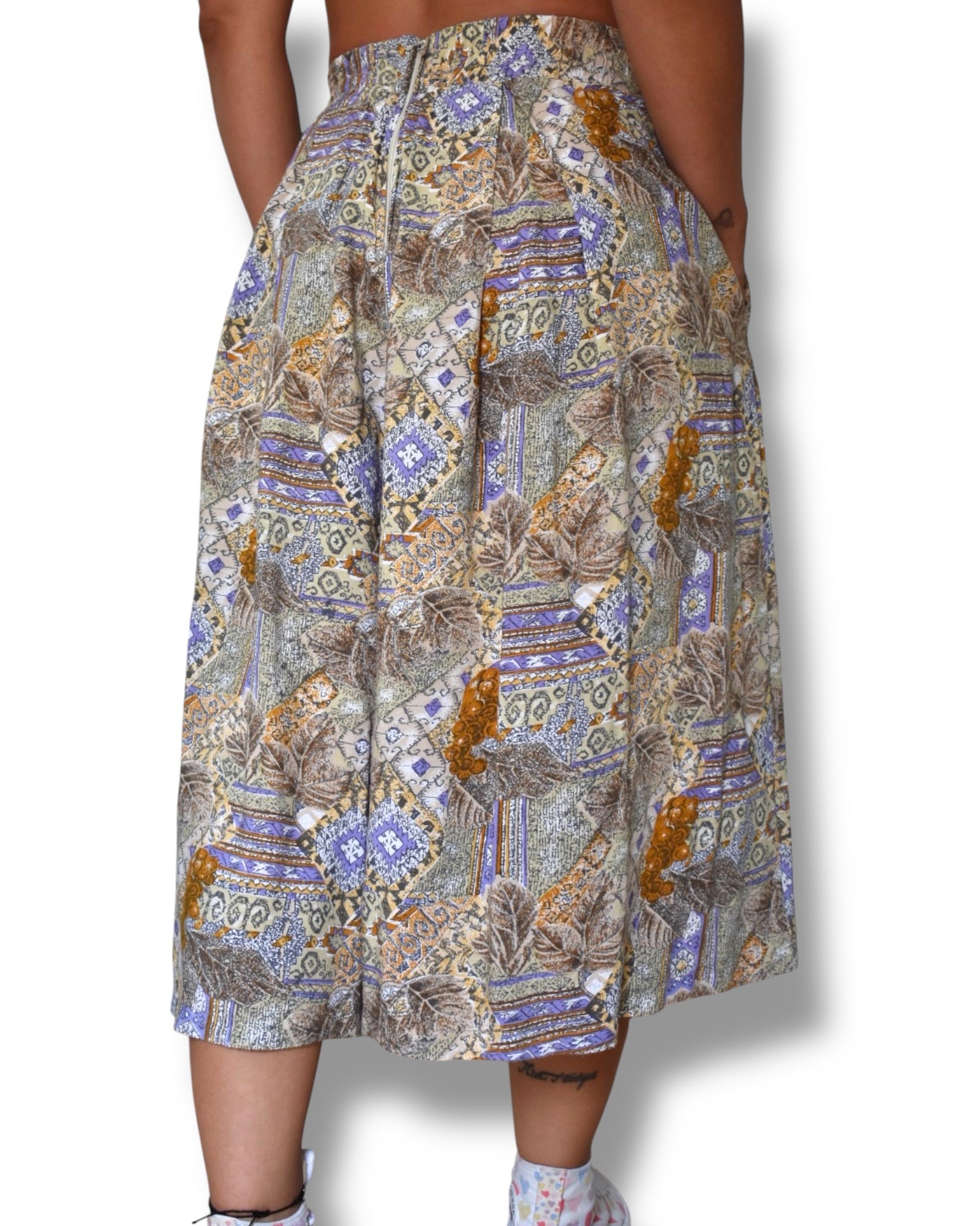 Vintage Wide-Leg Culotte Shorts – 100% Viscose