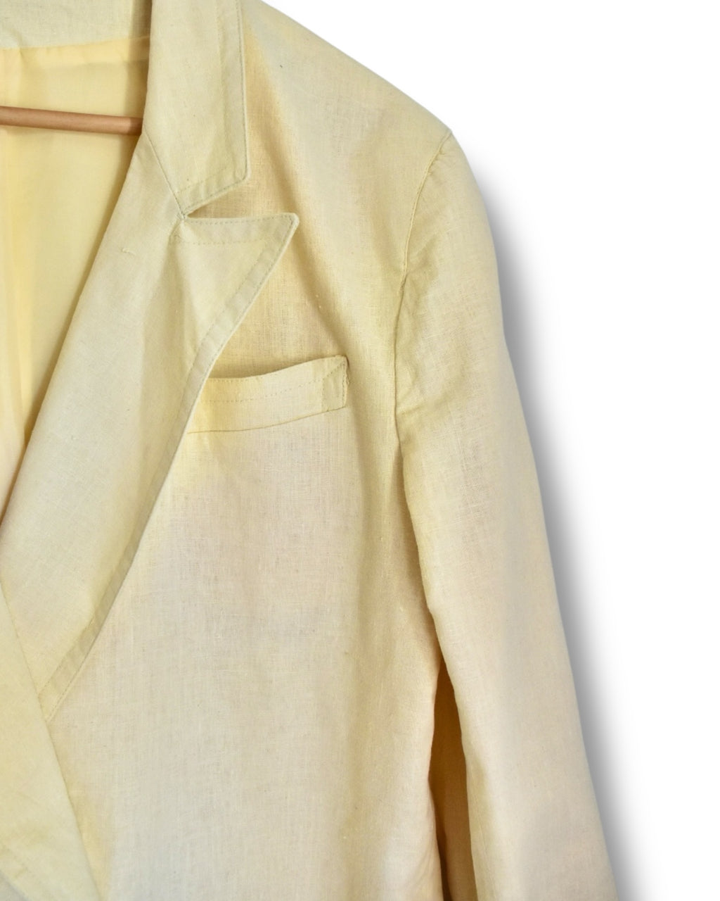 Light Yellow Vintage Linen Blazer – Size 38 (EU