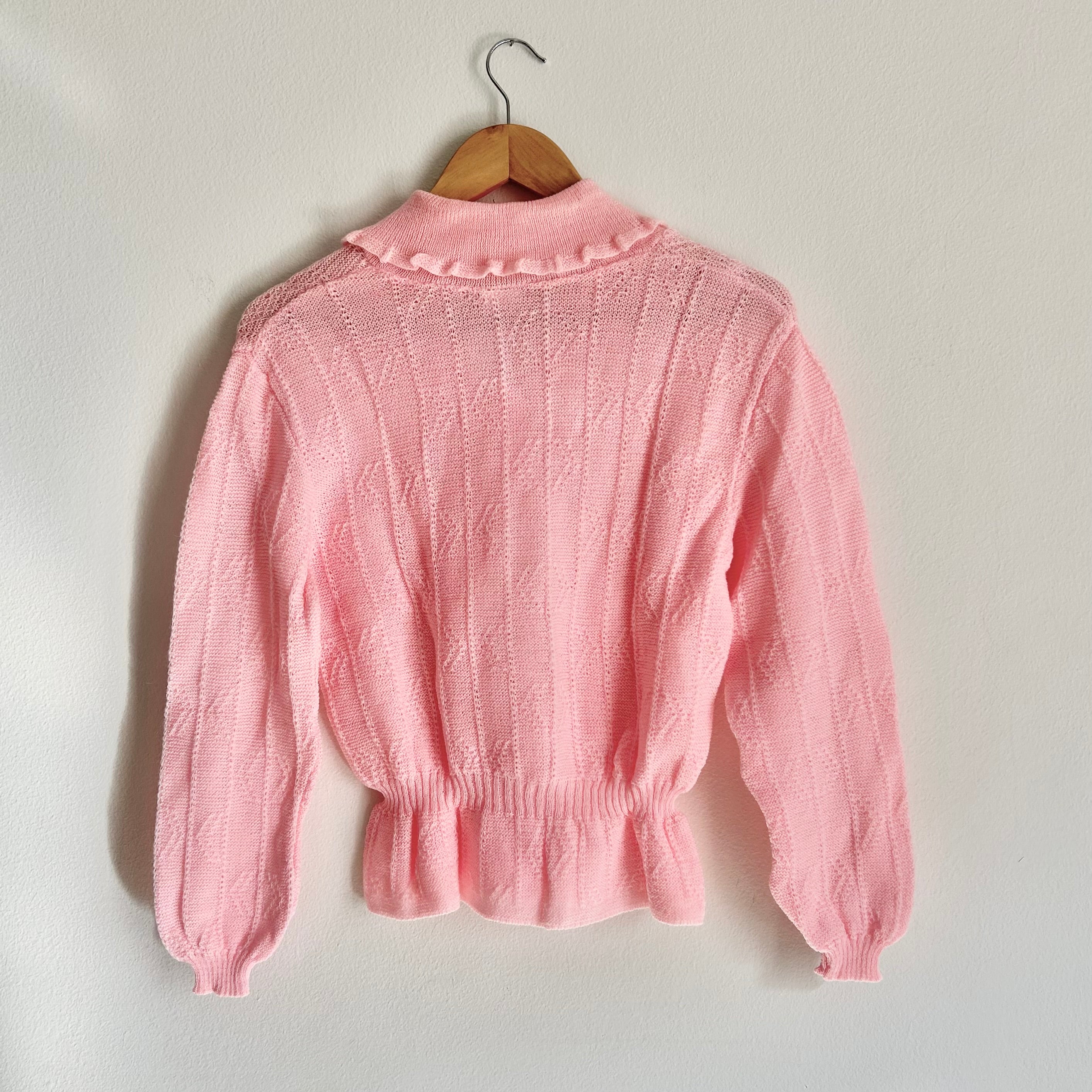 Vintage Romantic Pastel Pink Virgin Wool Cardigan