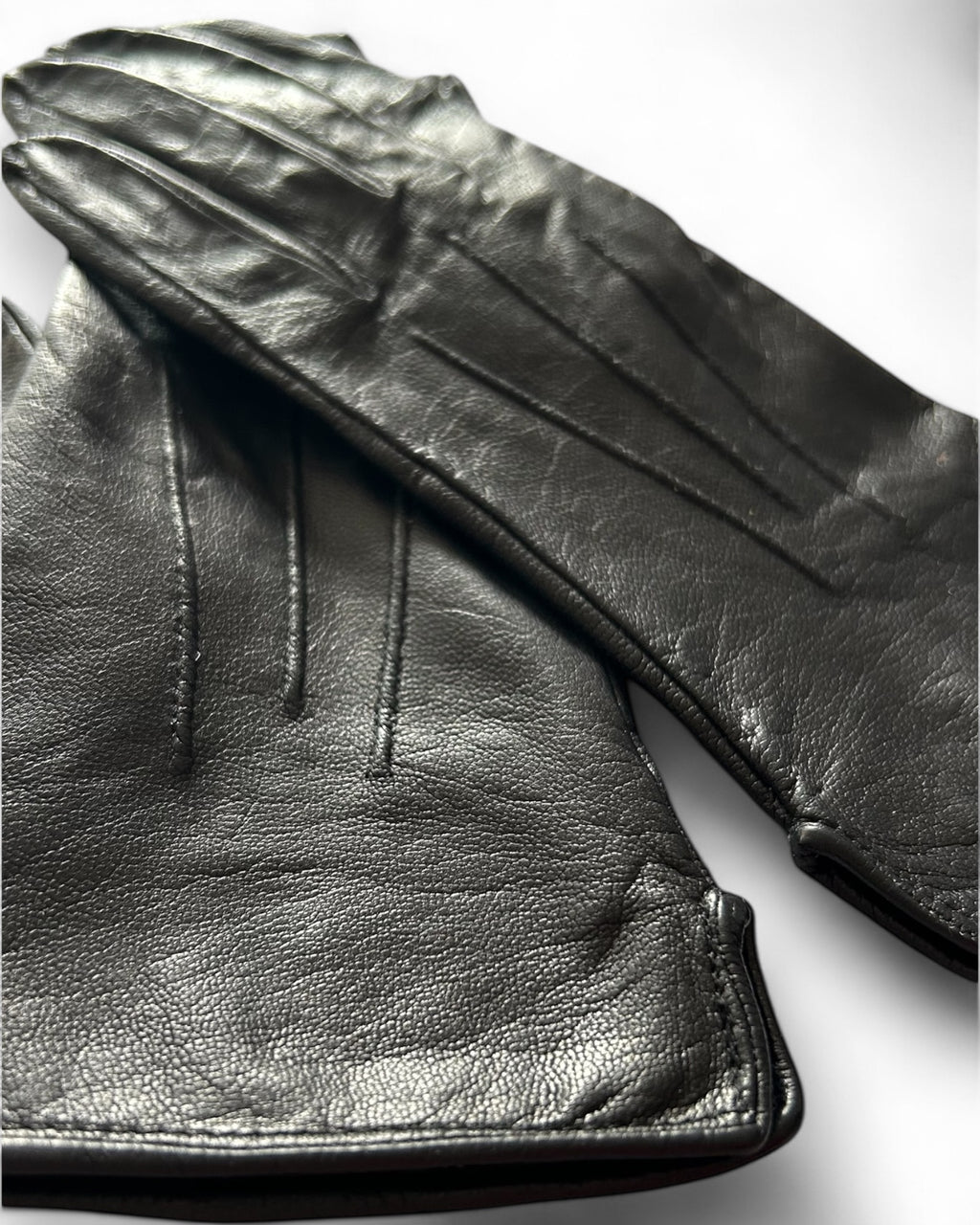 Vintage Petite Black Leather Gloves