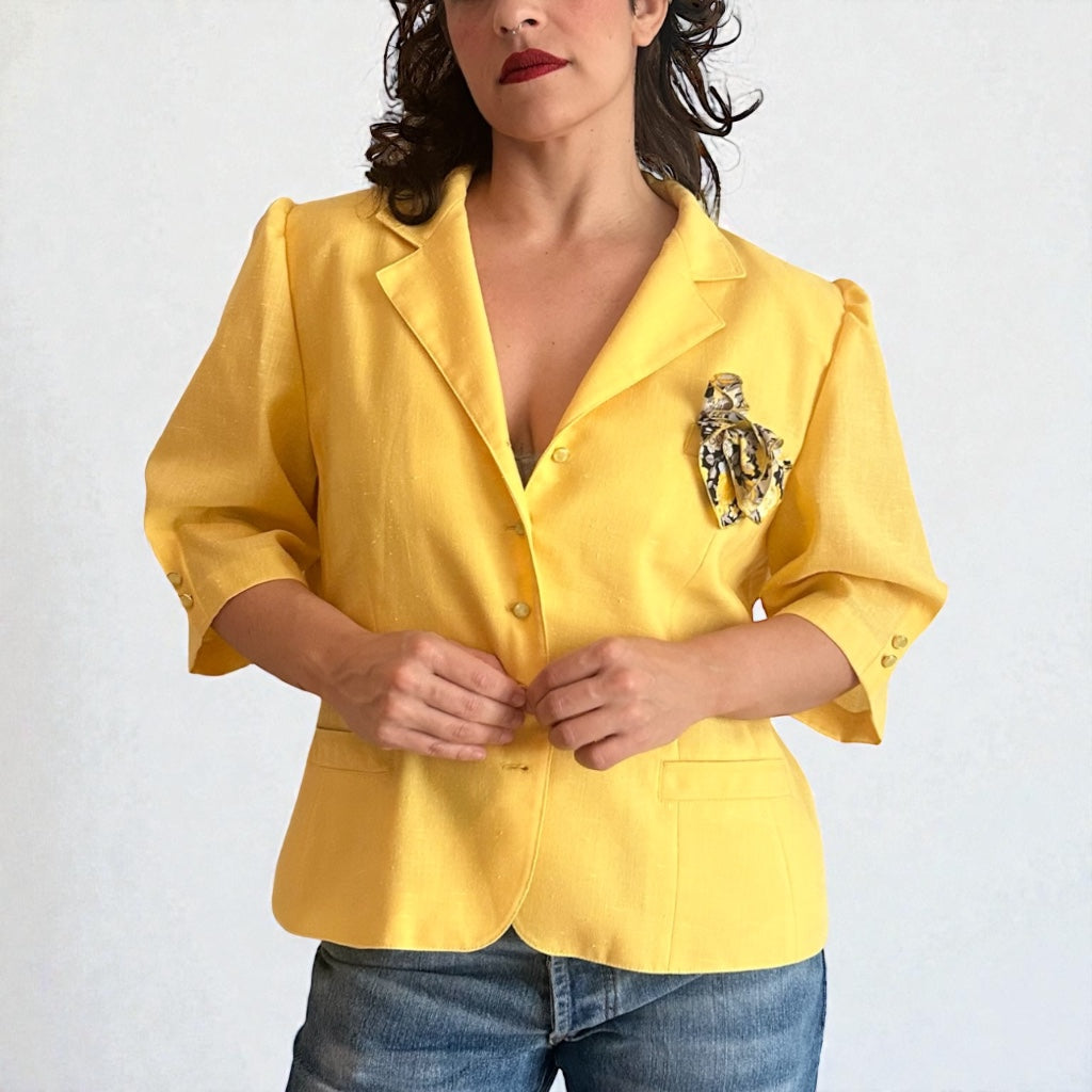 90s Yellow Tailored Blazer - Modal Blend