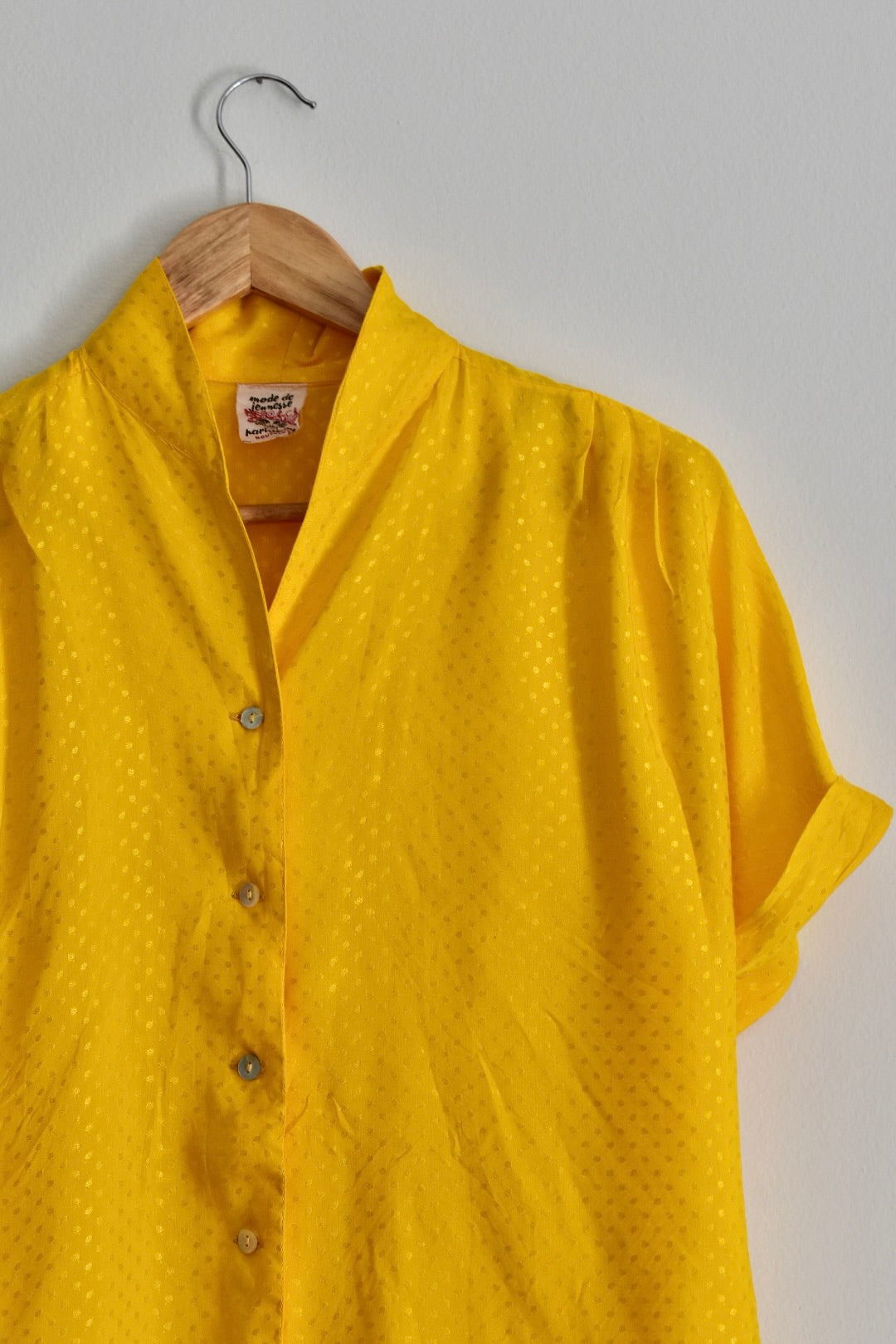 Vintage Mustard Women’s Blouse with Front Buttons
