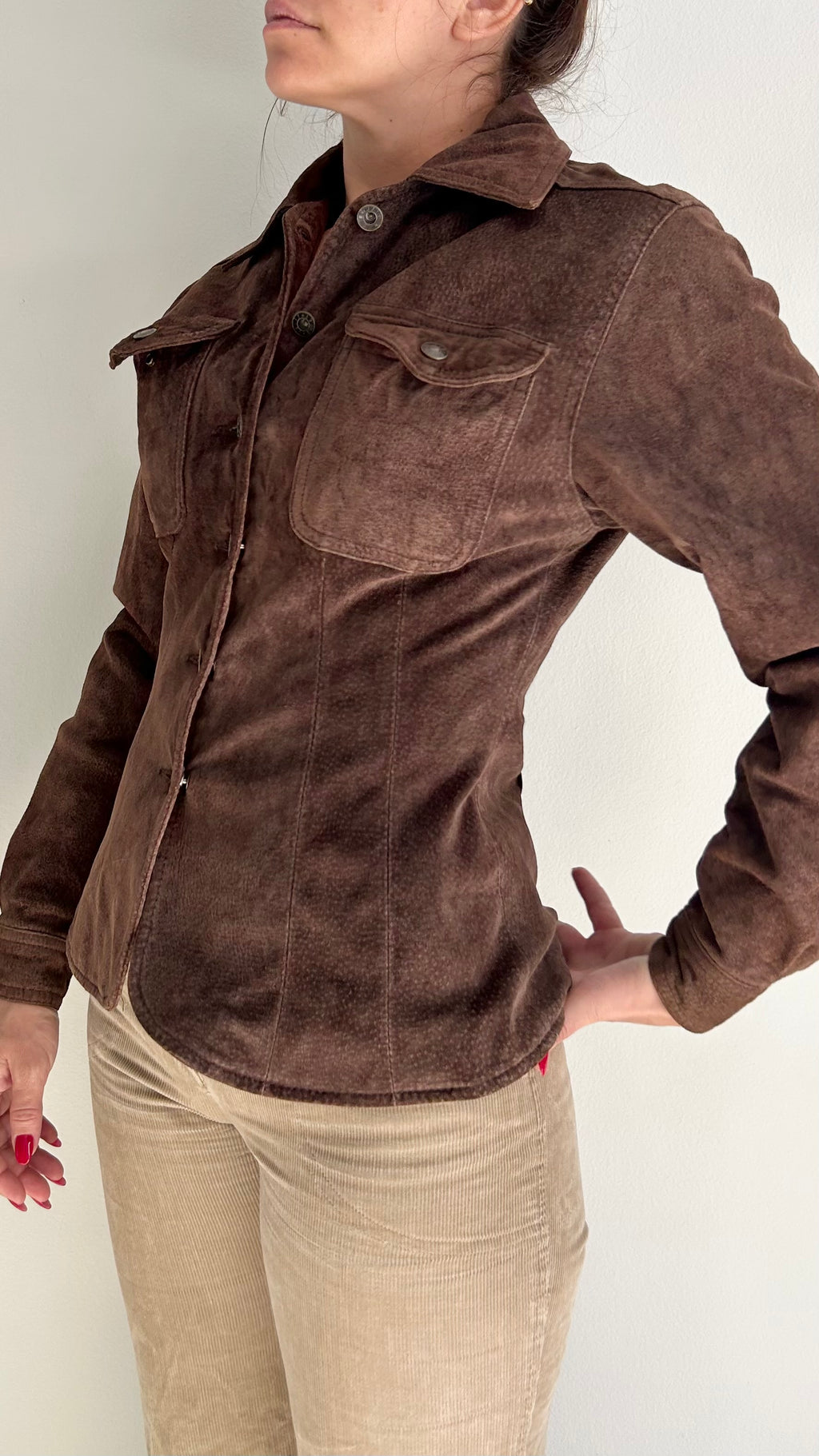 Dark Brown 1970s Leather Button-Up Shirt